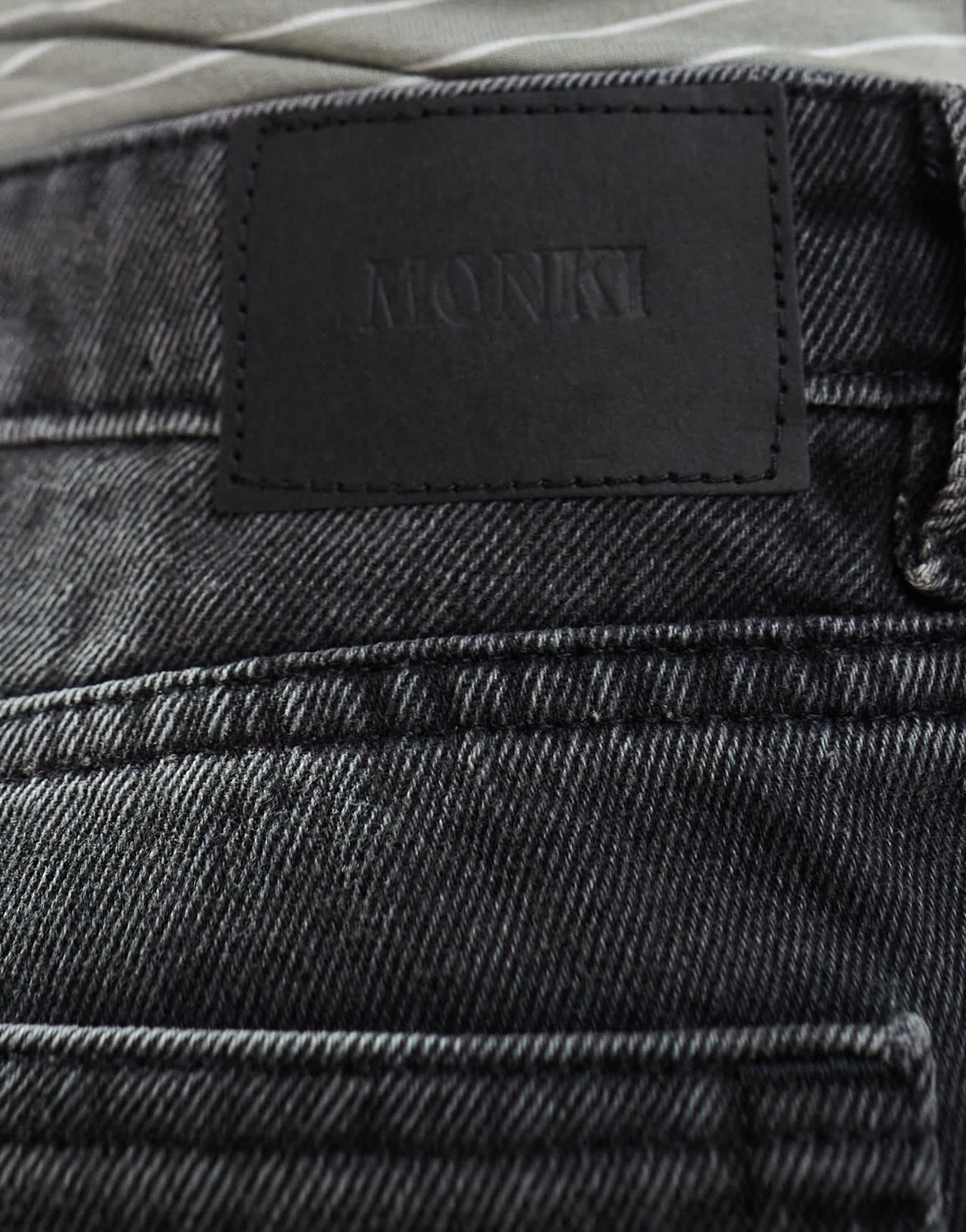 Monki Aimo relaxed denim shorts in black wash