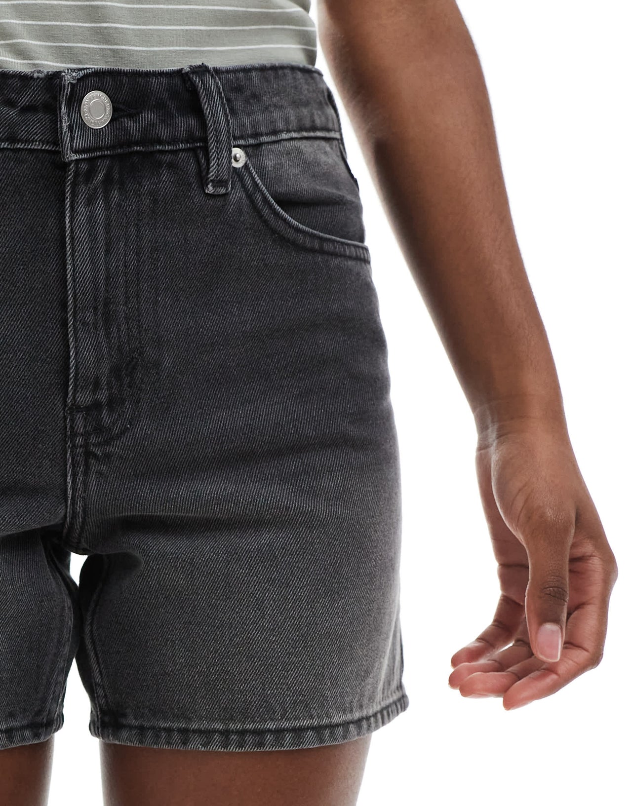 Monki Aimo relaxed denim shorts in black wash