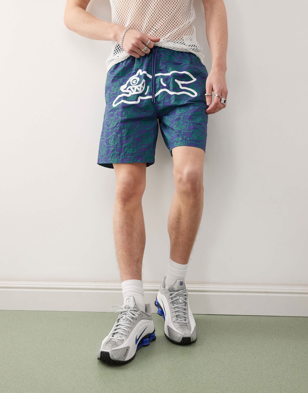ICECREAM running dog all over print swim shorts in blue
