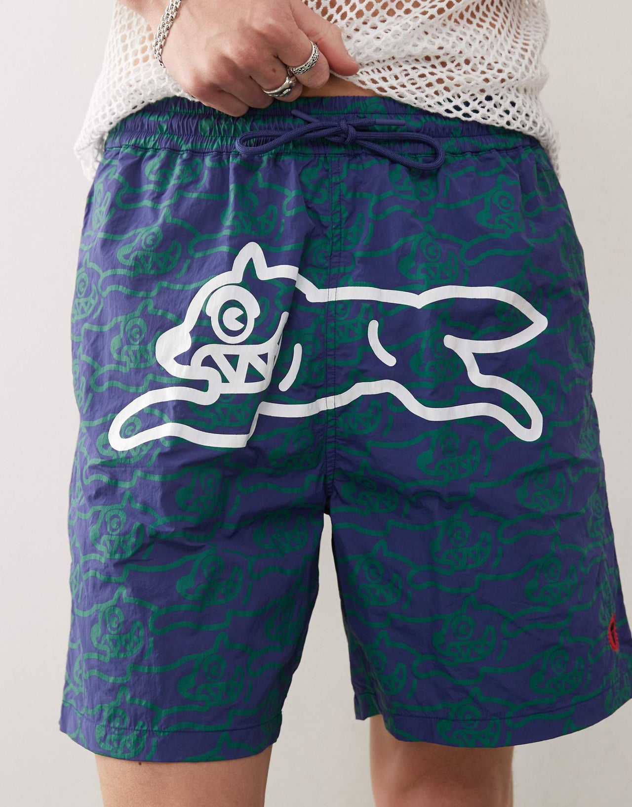 ICECREAM running dog all over print swim shorts in blue