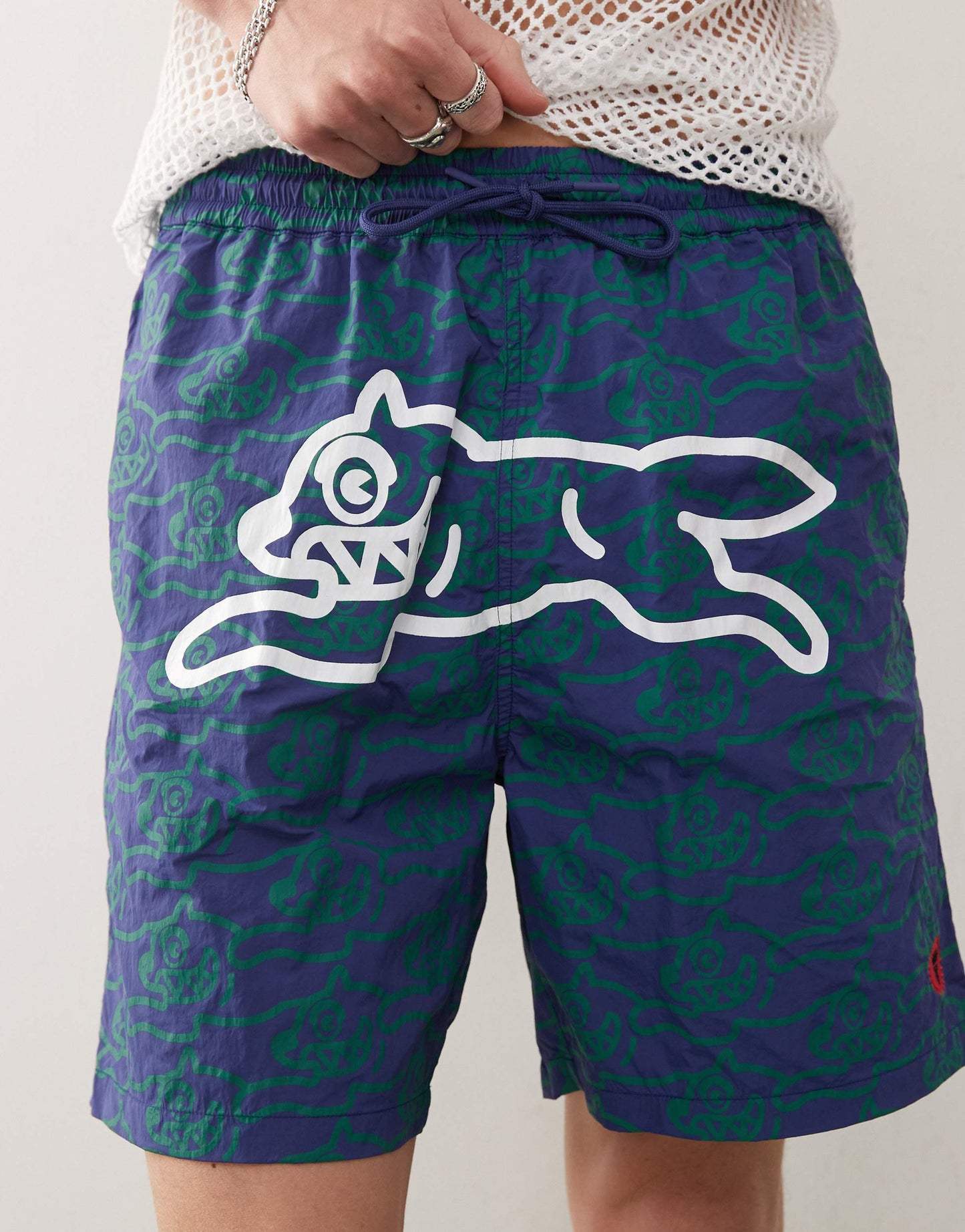 ICECREAM running dog all over print swim shorts in blue