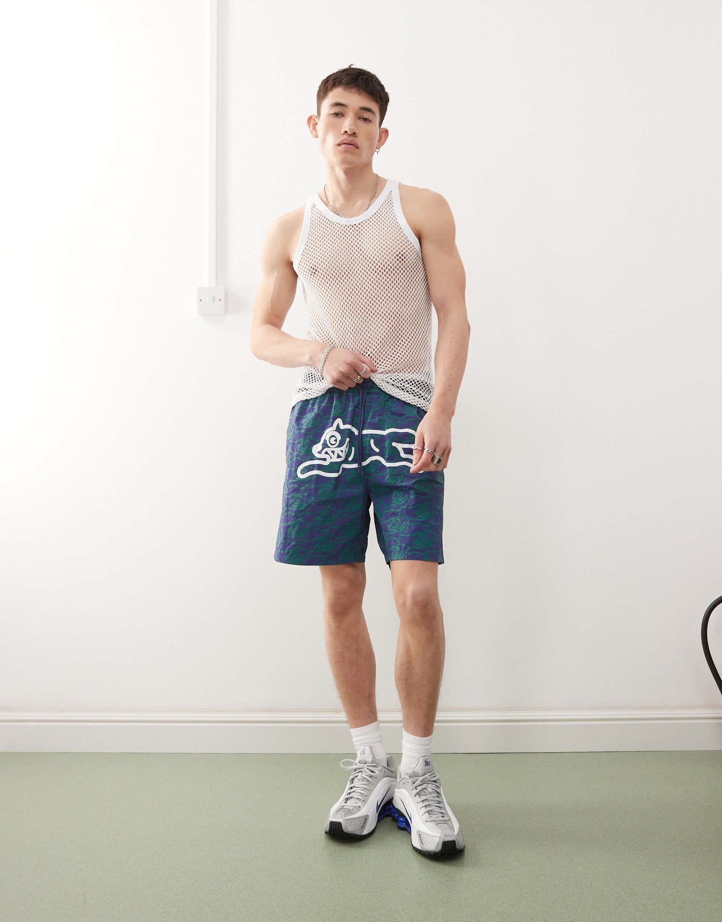 ICECREAM running dog all over print swim shorts in blue