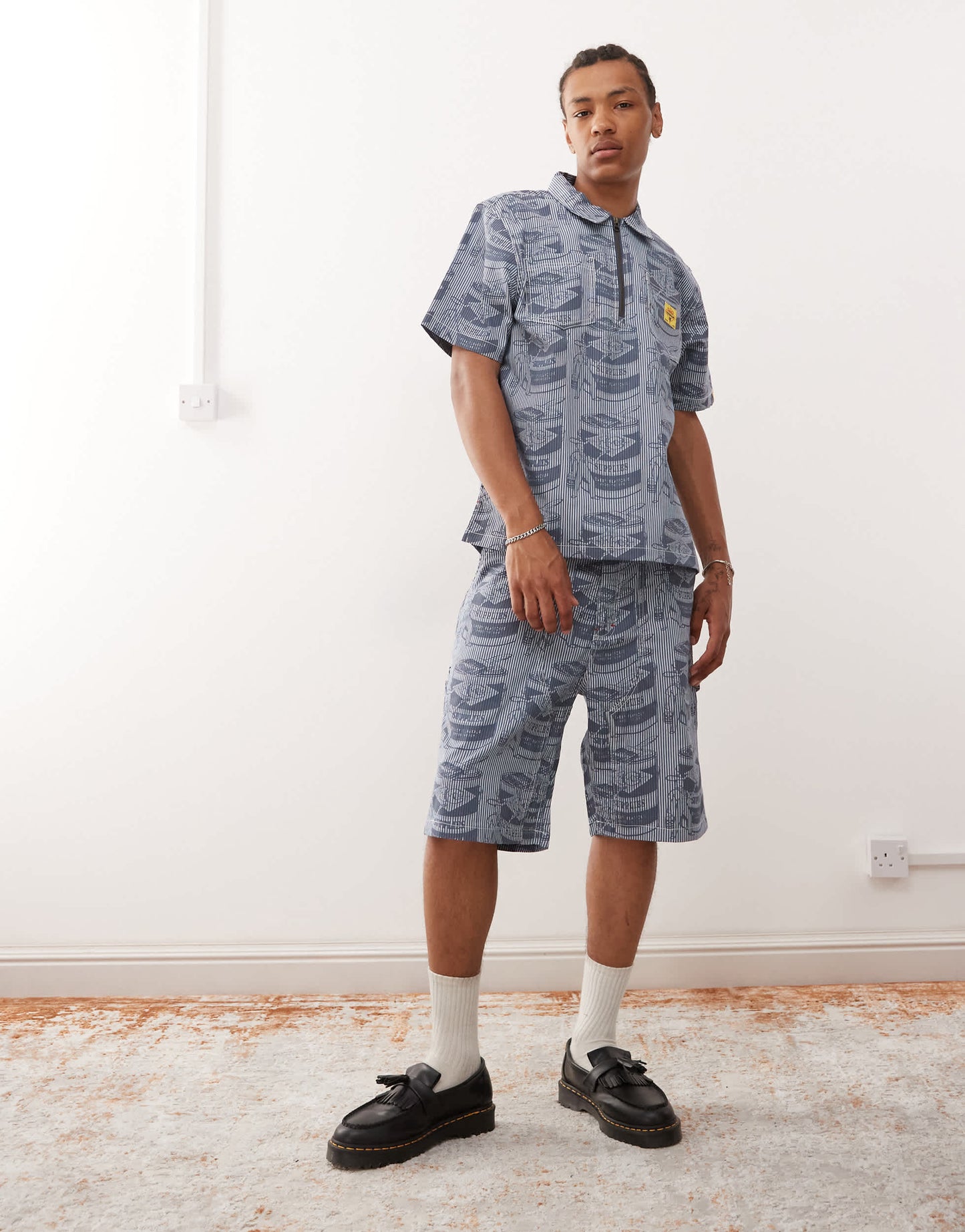 ICECREAM supplies work all over printed shorts co-ord in blue