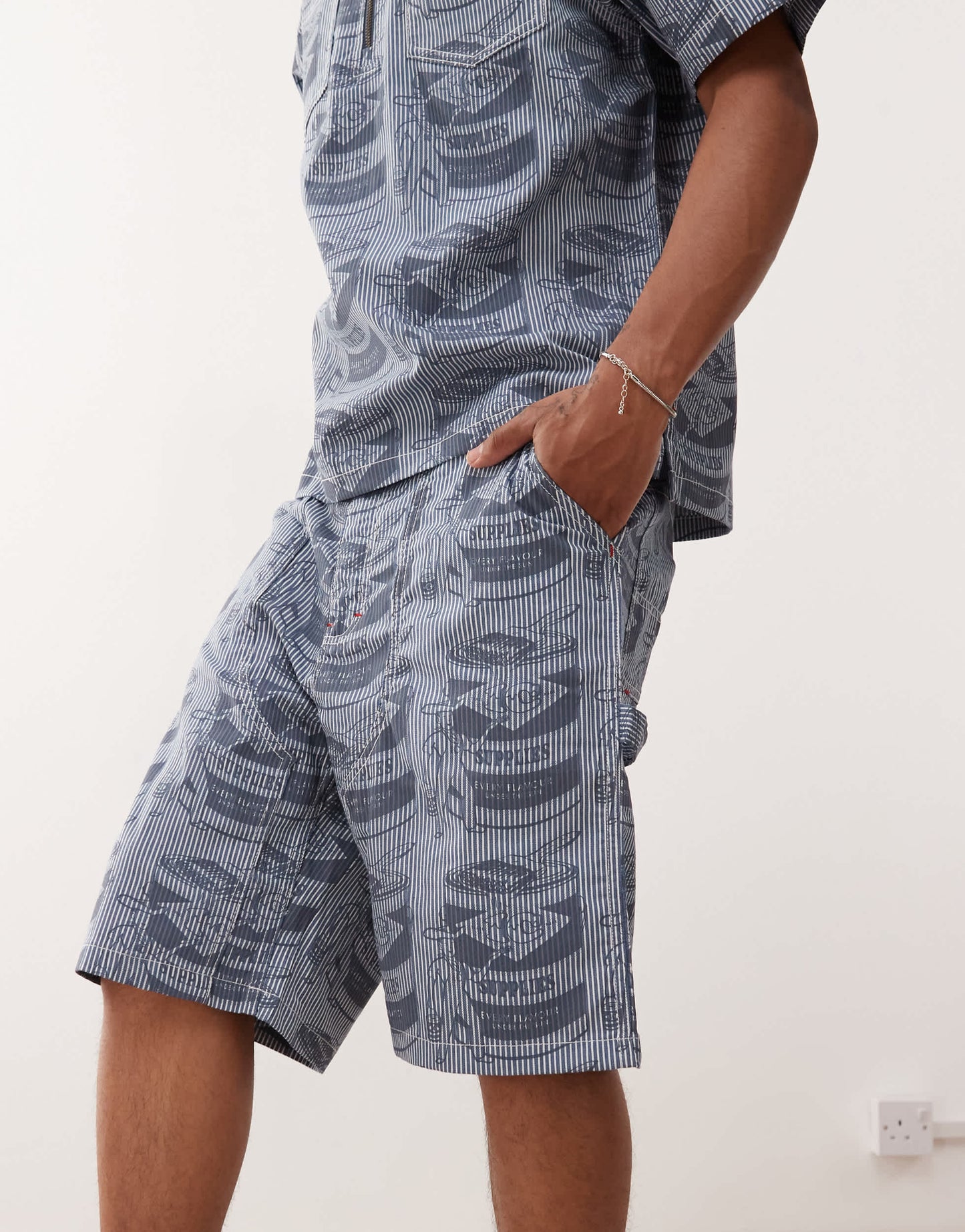 ICECREAM supplies work all over printed shorts co-ord in blue