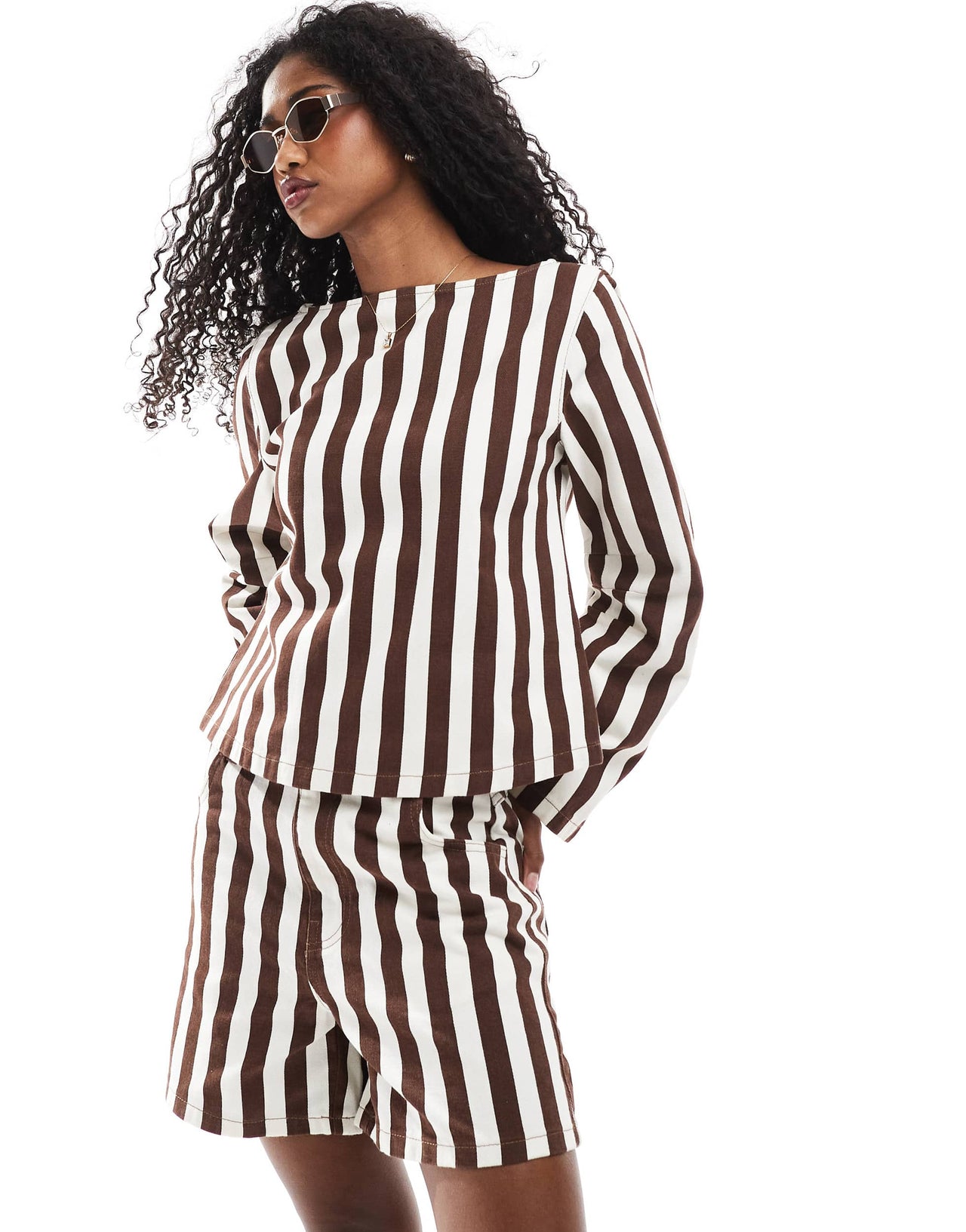 ASOS DESIGN dad short in wide stripe