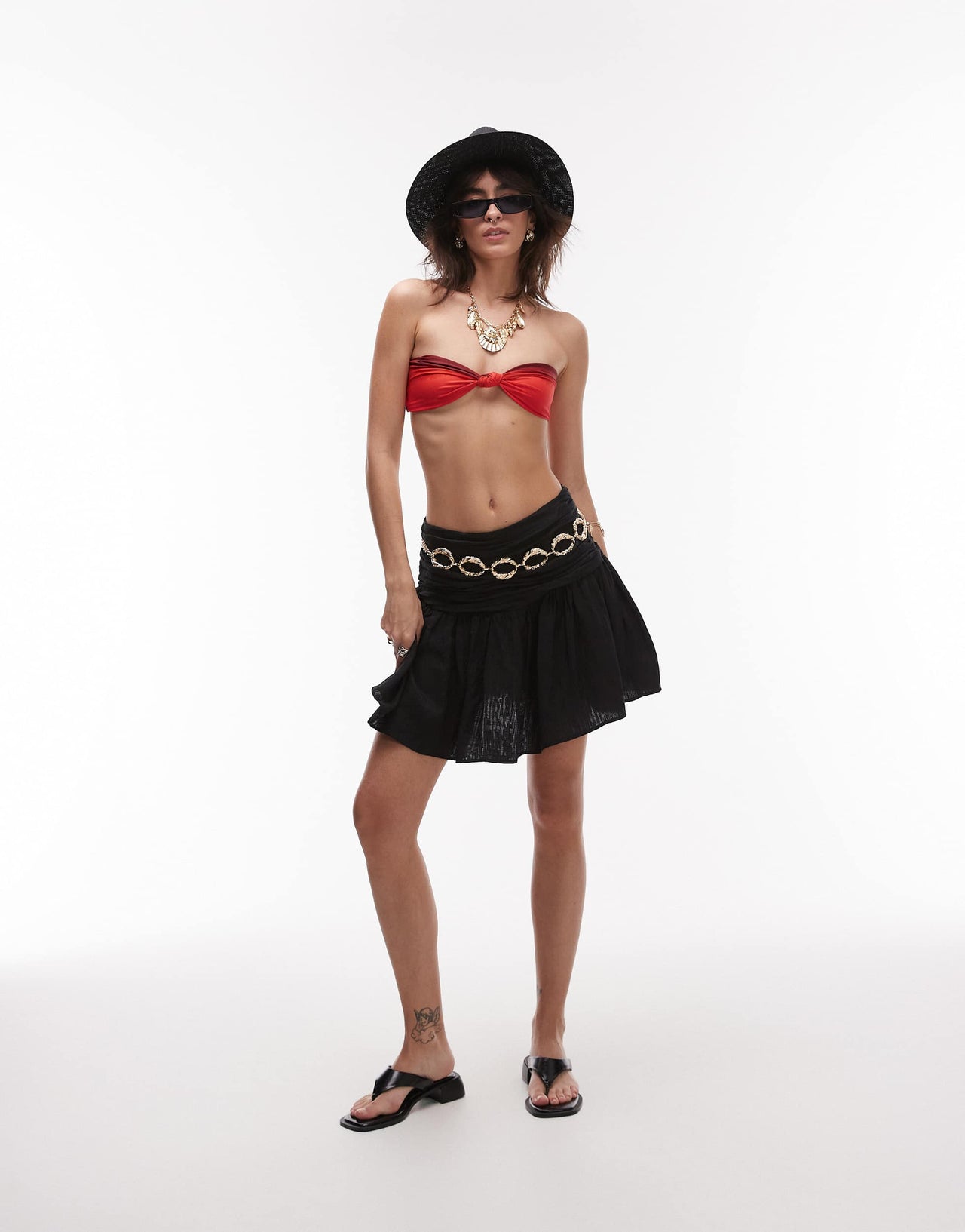 WeWoreWhat ruched bandeau bikini top in red ombre