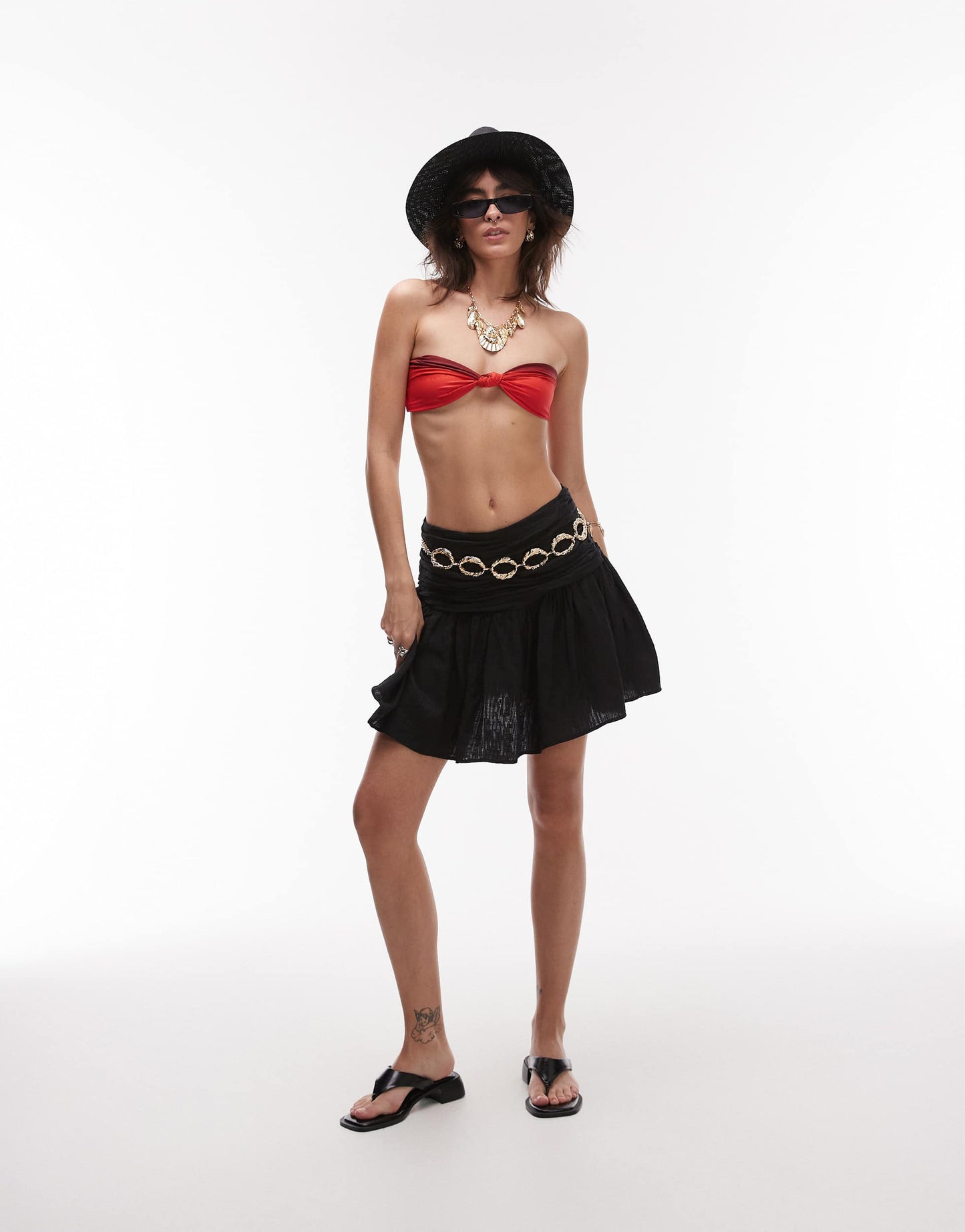 WeWoreWhat ruched bandeau bikini top in red ombre