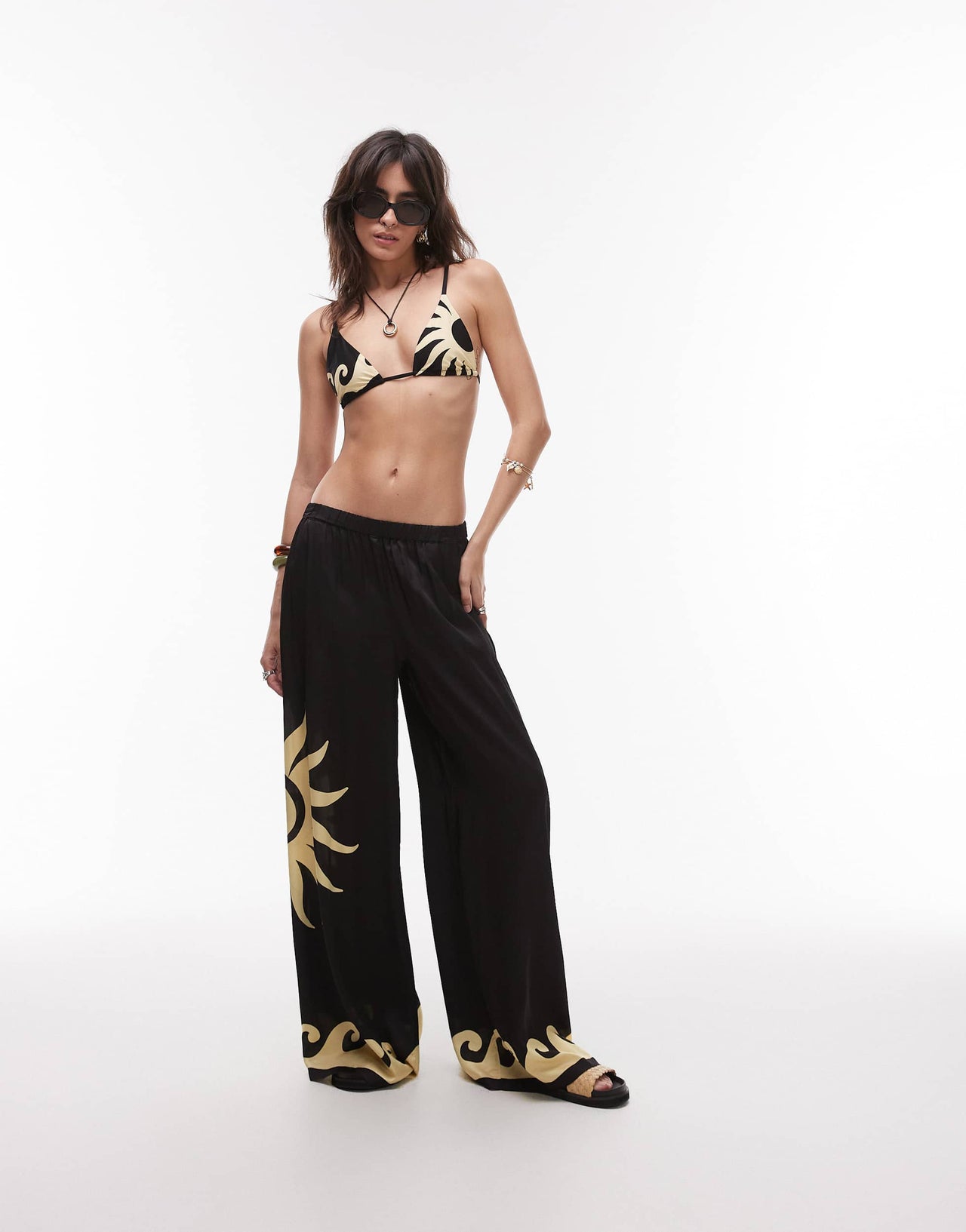 WeWoreWhat sun wave triangle bikini top in black