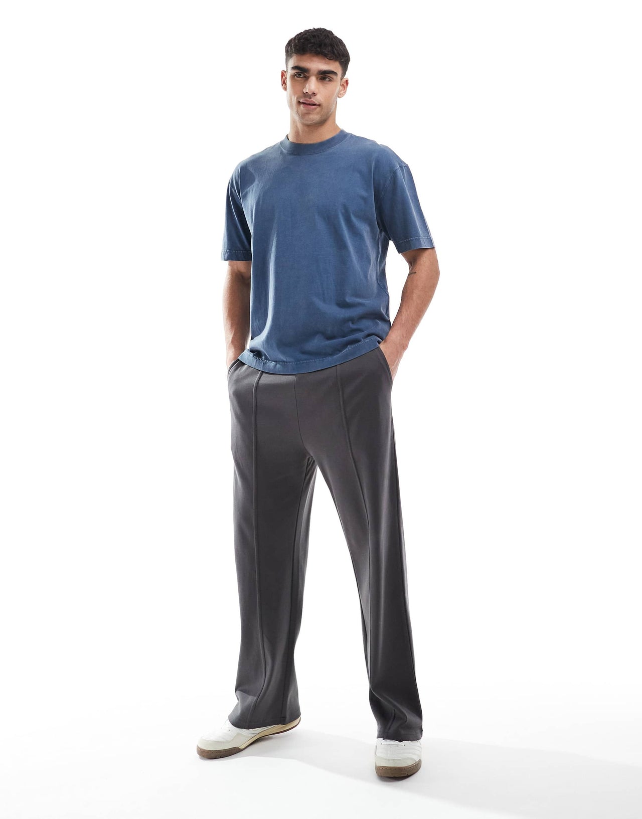 Bershka wide leg jogger in charcoal