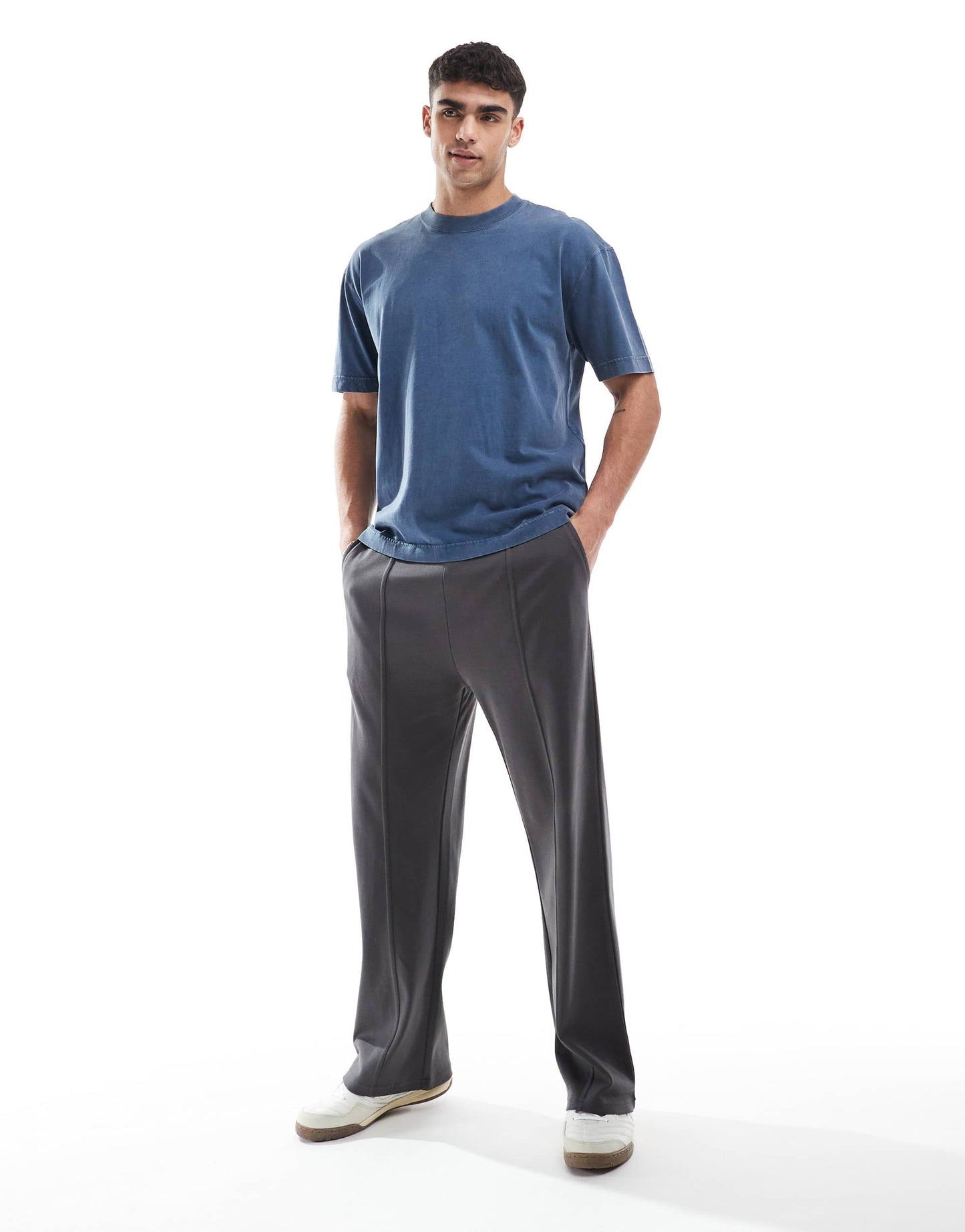Bershka wide leg jogger in charcoal