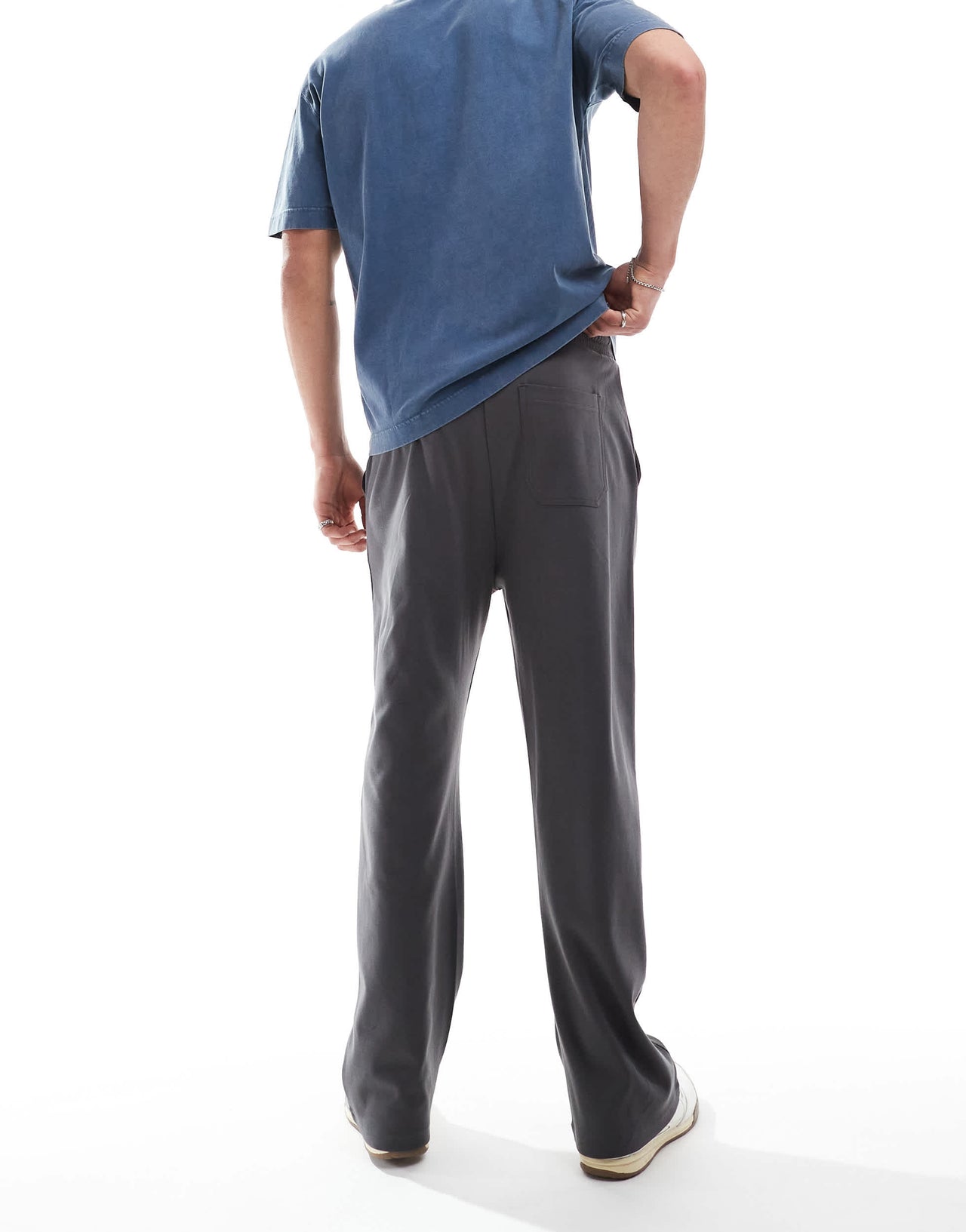 Bershka wide leg jogger in charcoal