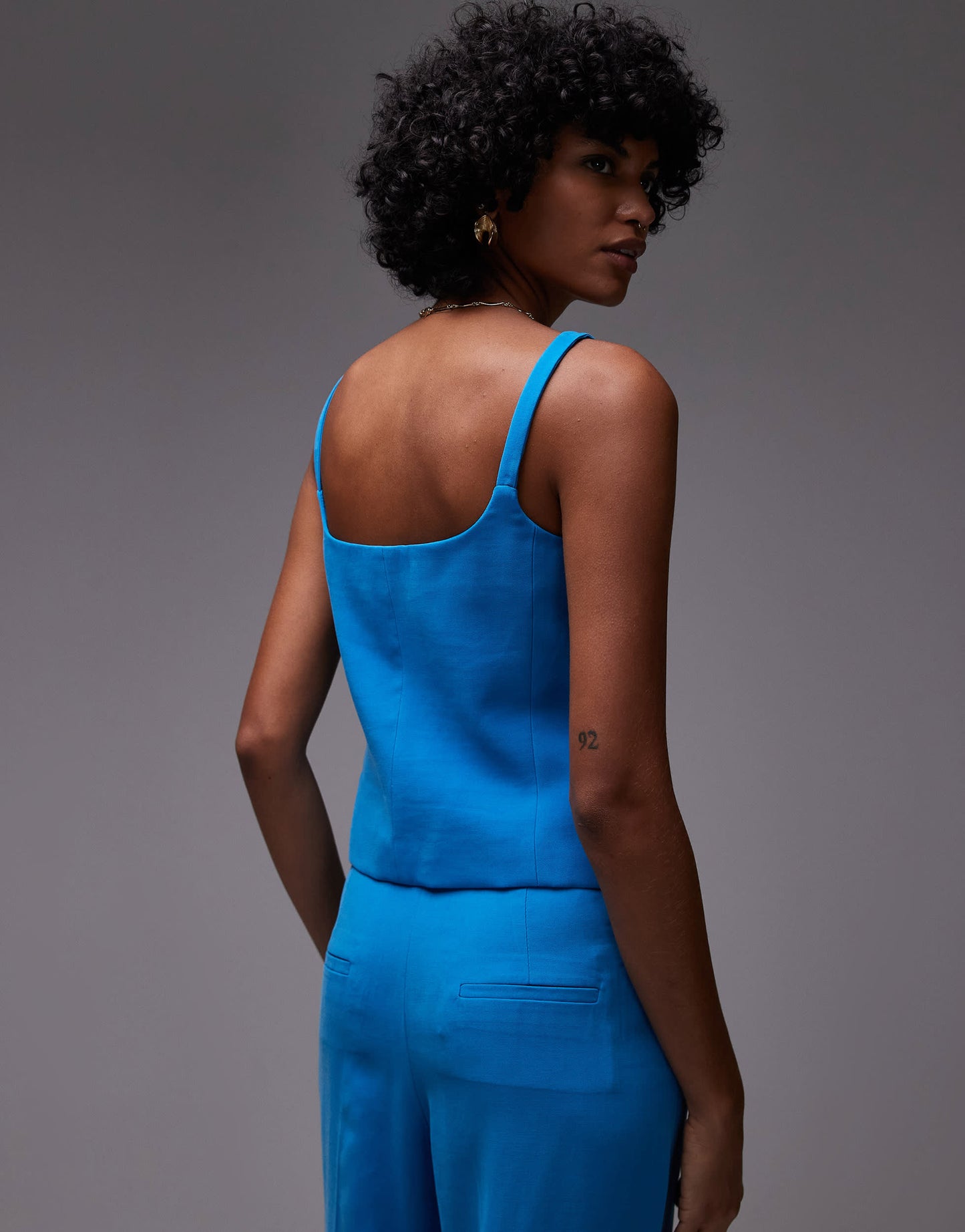 Mango linen mix waistcoat co-ord in blue