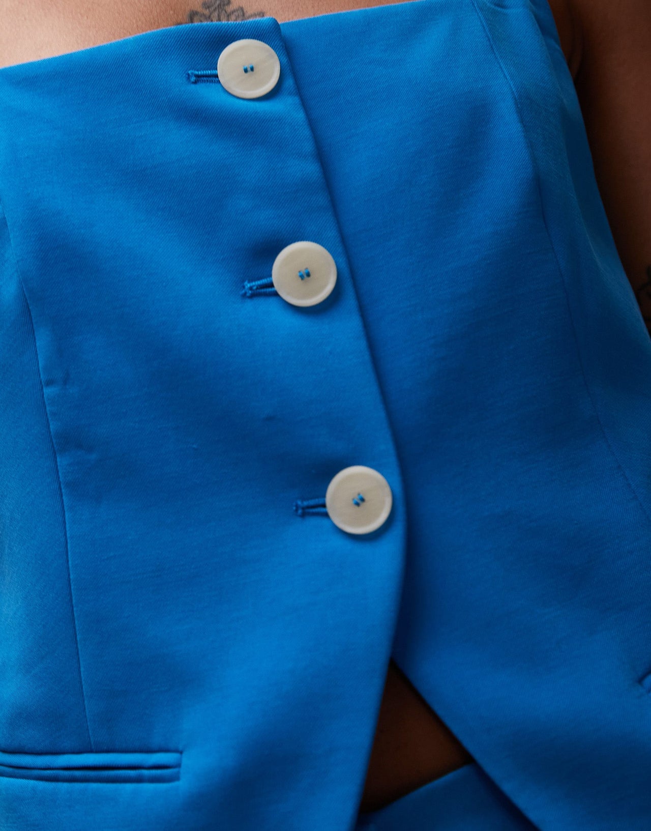 Mango linen mix waistcoat co-ord in blue