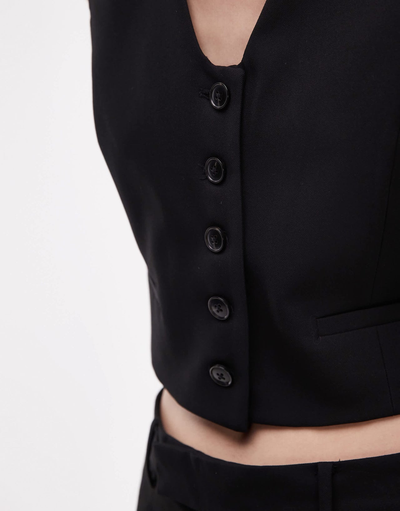 Mango cropped waistcoat co-ord in black