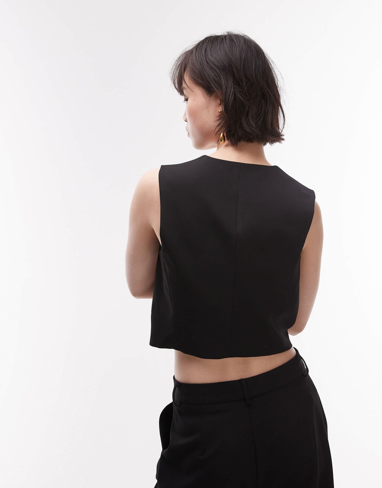Mango cropped waistcoat co-ord in black