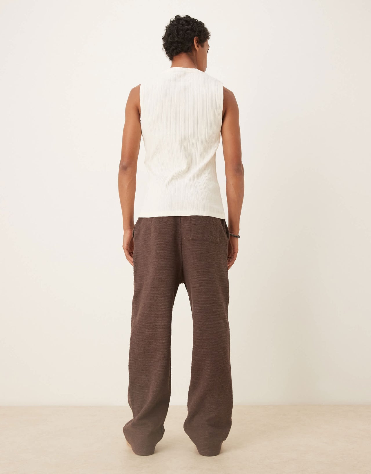ASOS DESIGN wide leg textured jogger in brown