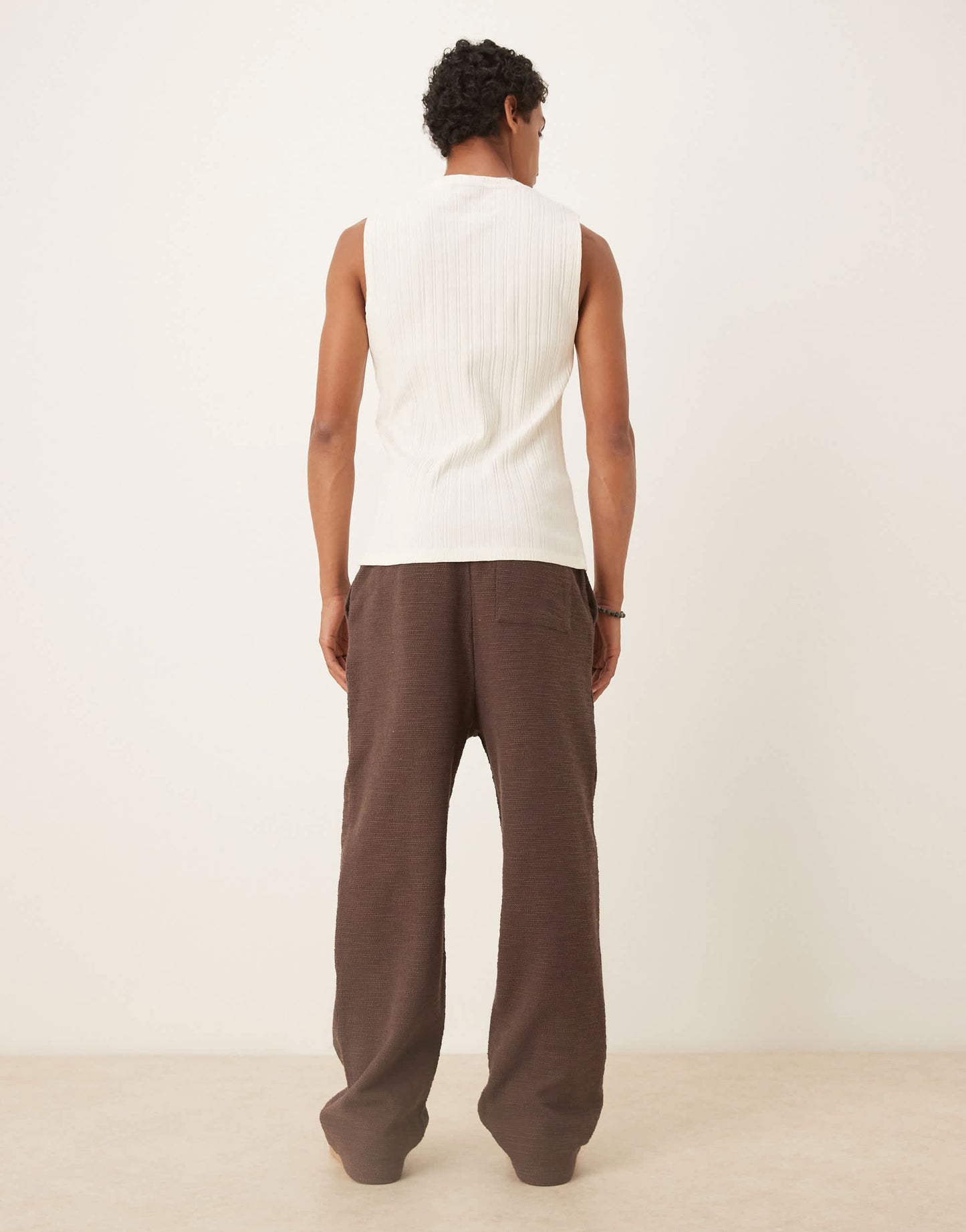 ASOS DESIGN wide leg textured jogger in brown