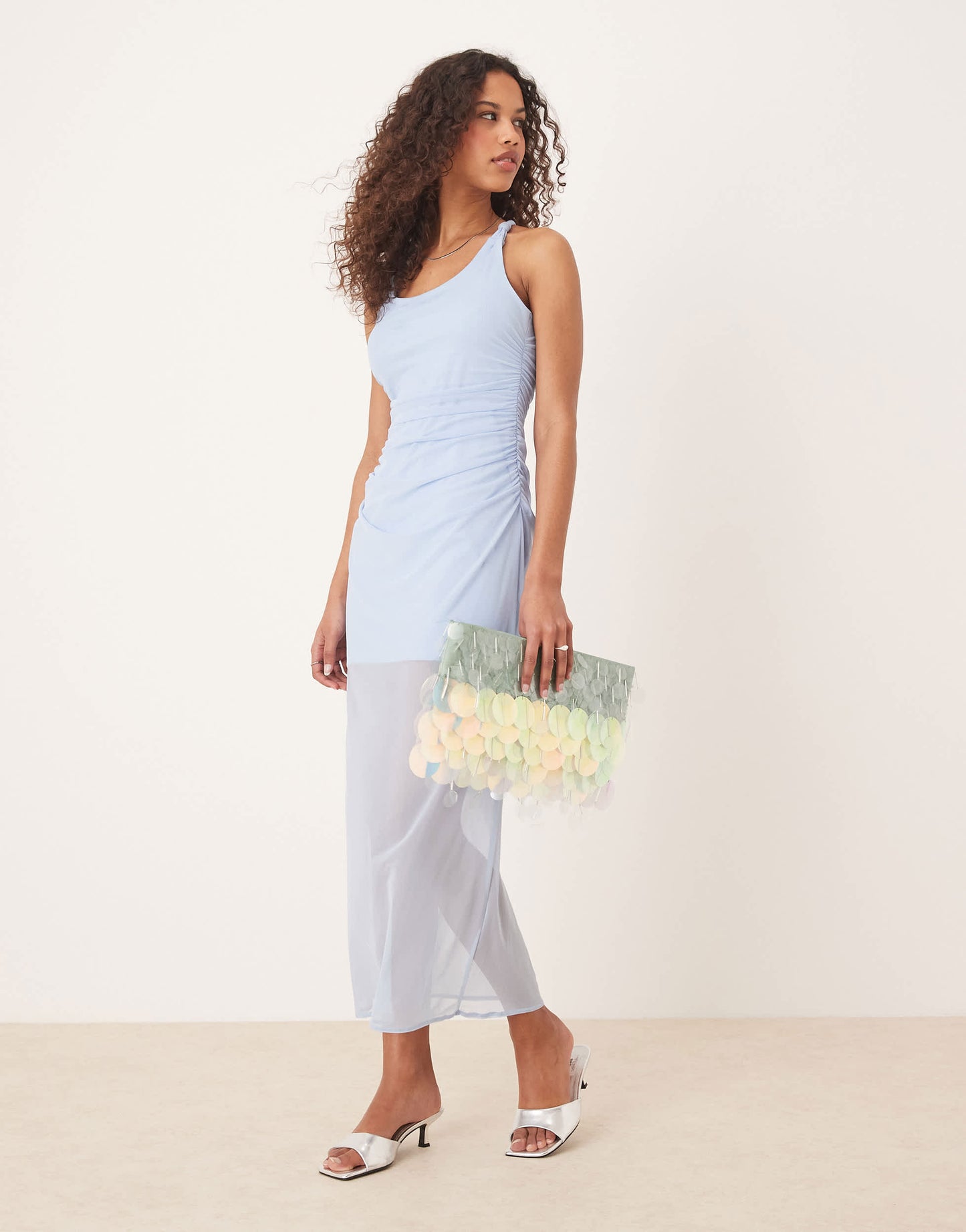 Abercrombie & Fitch mesh racerback maxi dress in blue