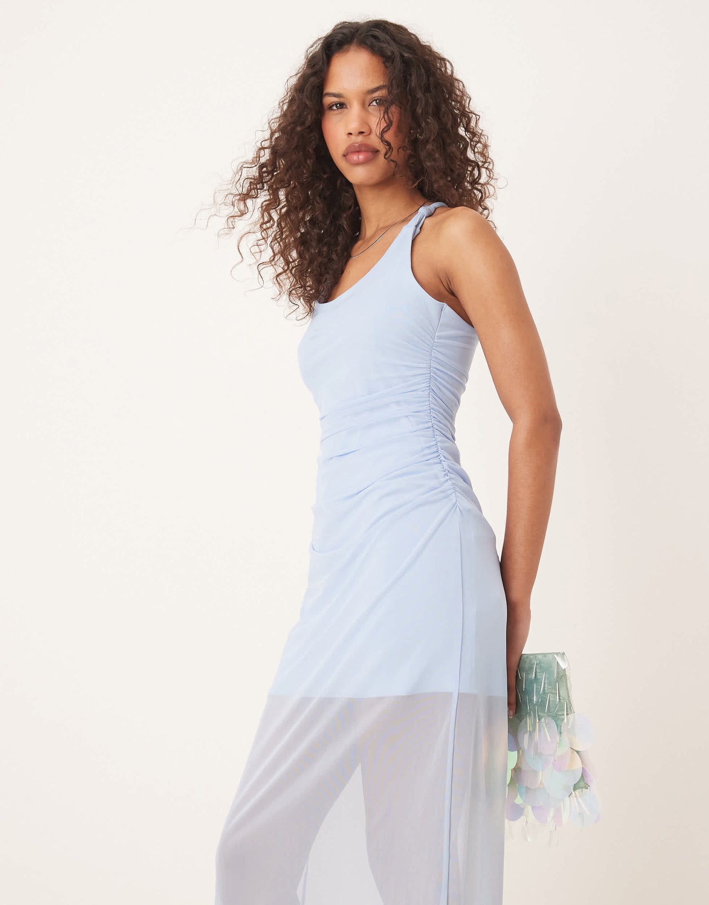 Abercrombie & Fitch mesh racerback maxi dress in blue