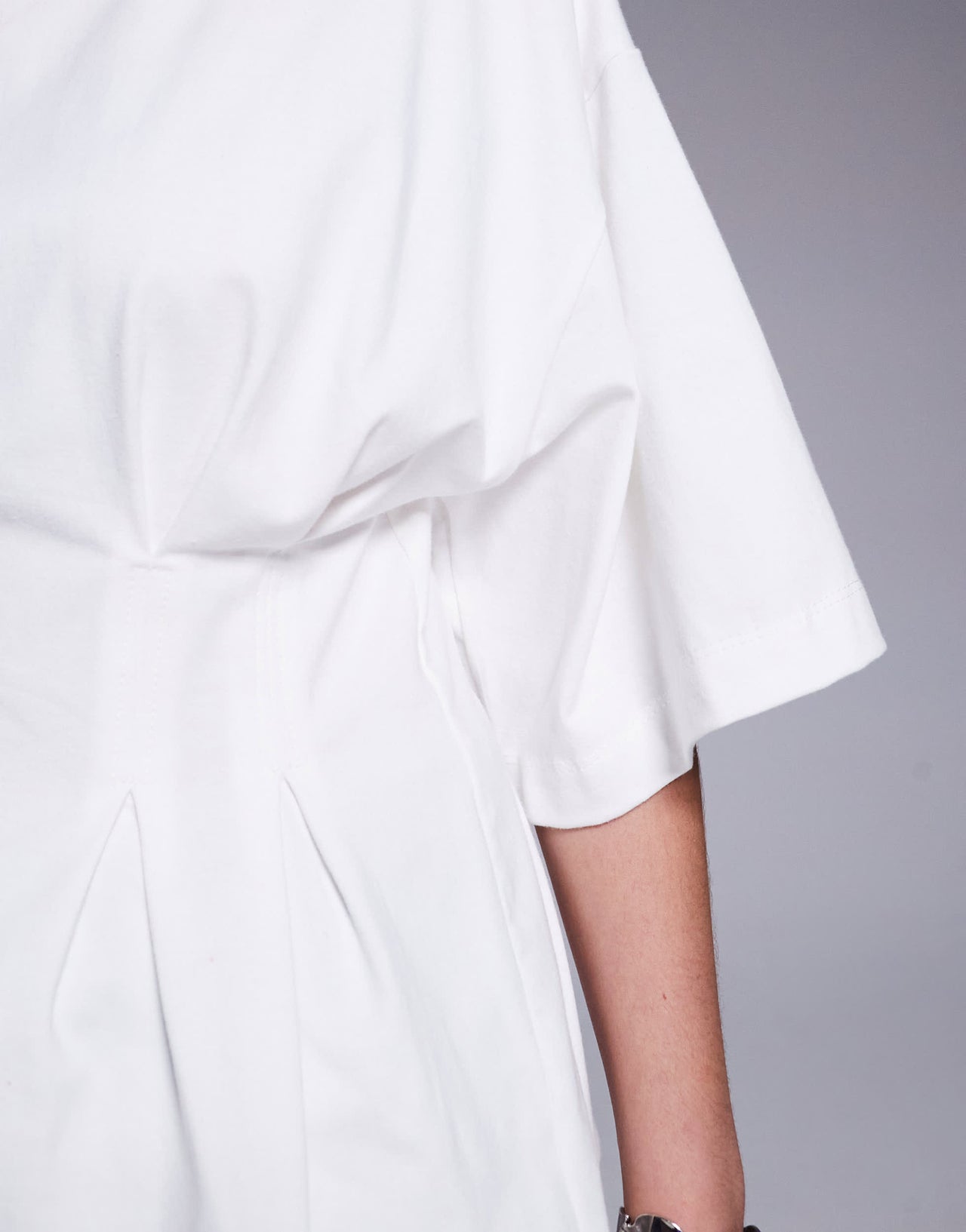 ASOS DESIGN corset pleat waist t-shirt in white