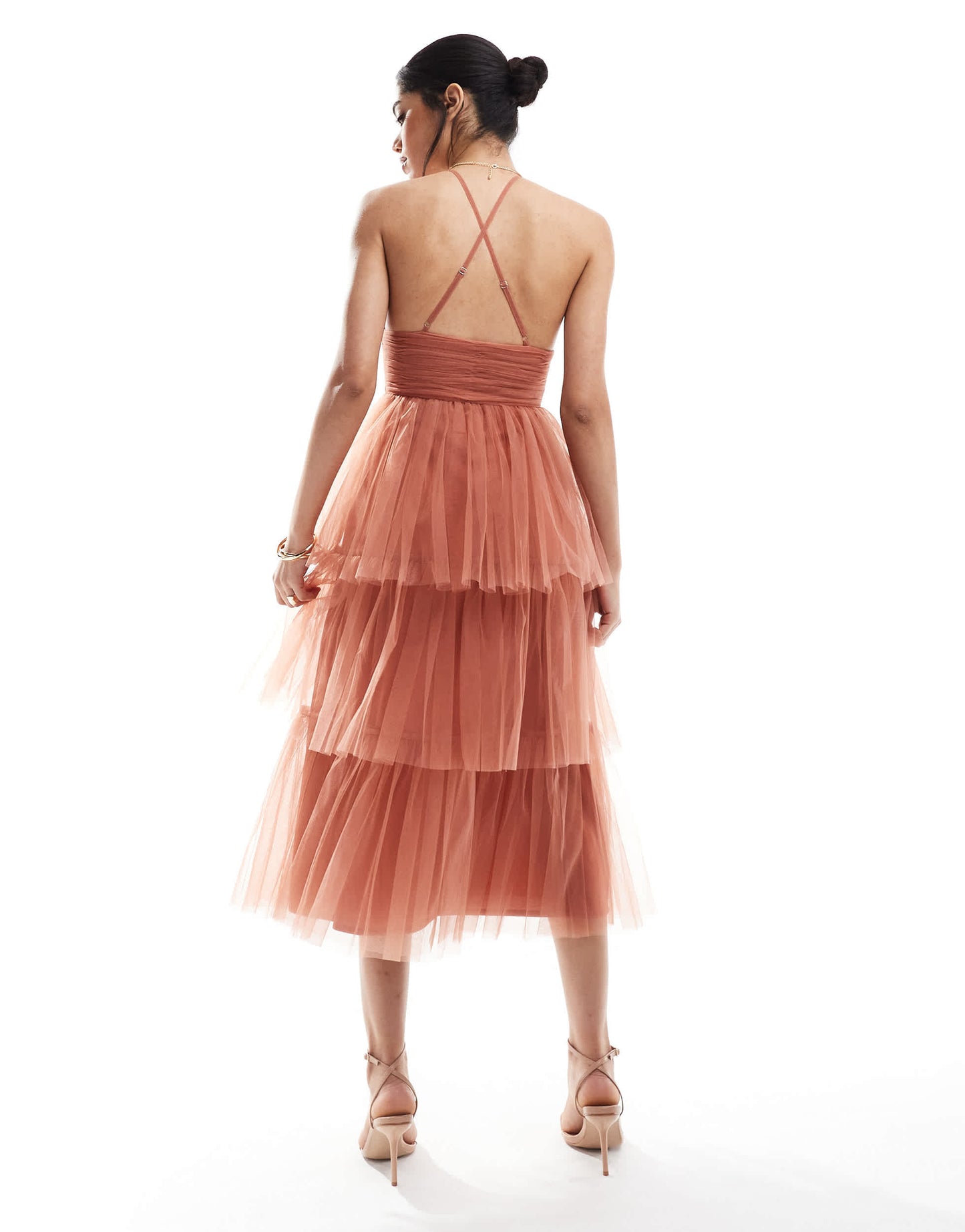 Lace & Beads Bridesmaid Odette midaxi dress in terracotta
