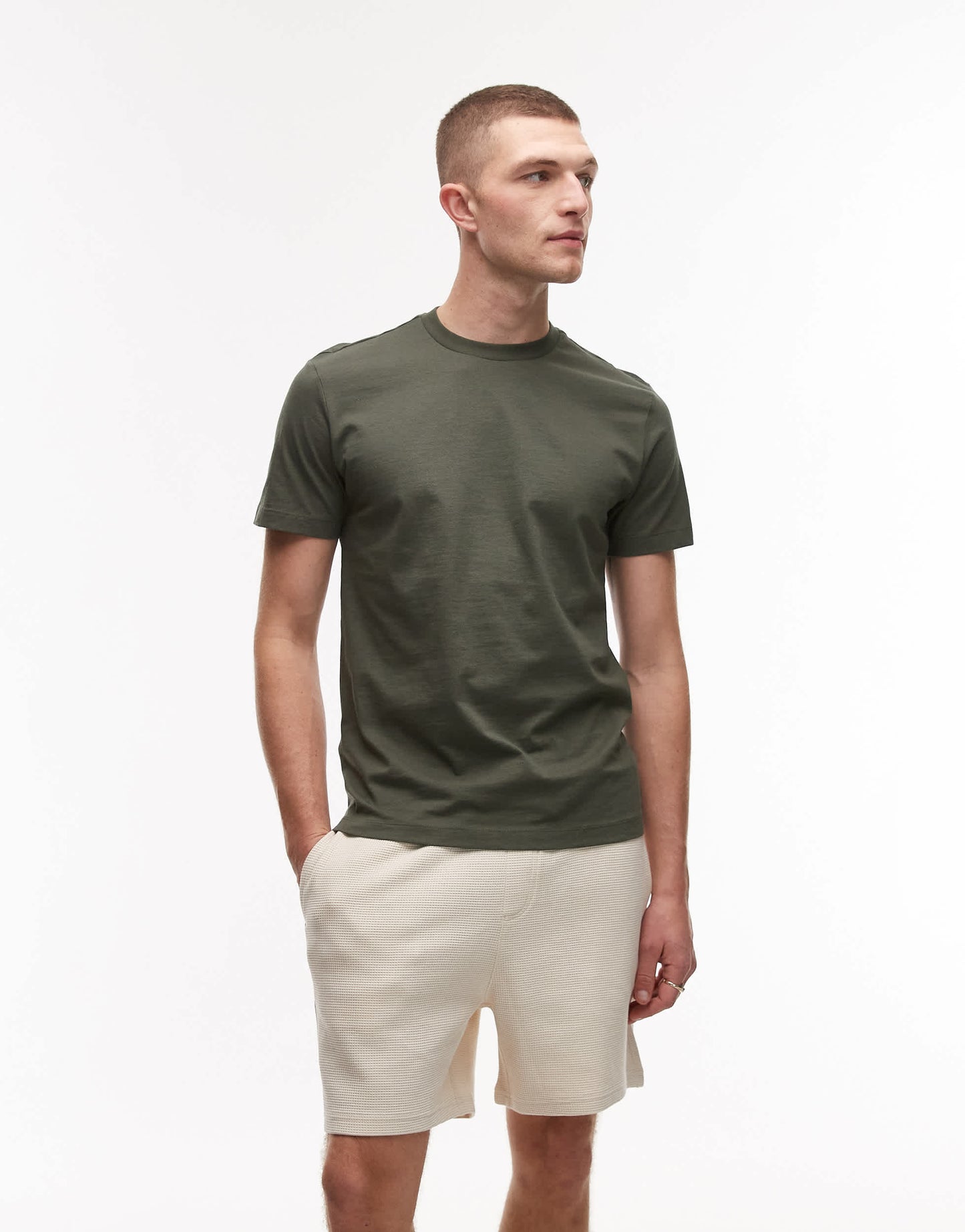 Mango basic short sleeve t-shirt in khaki