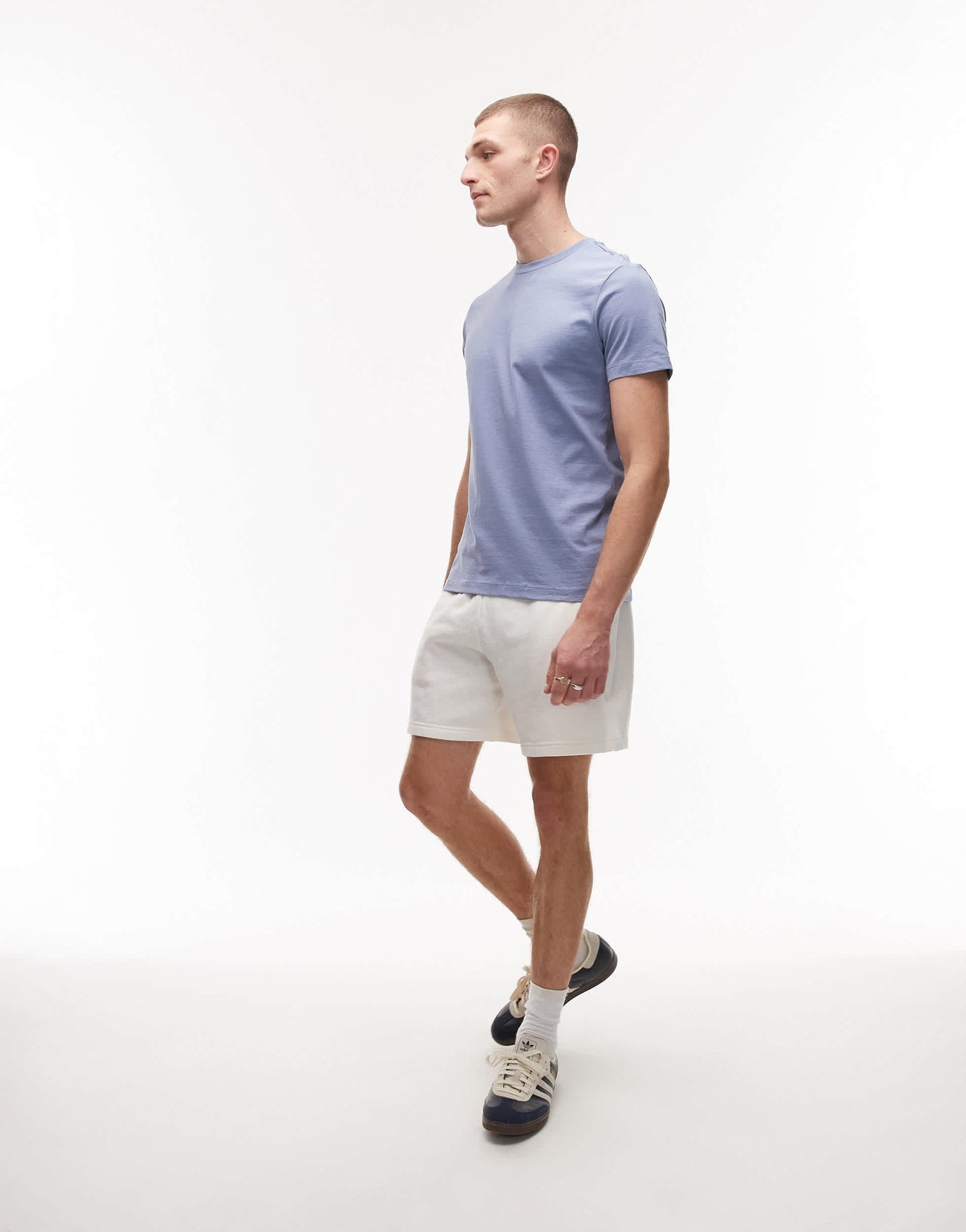 Mango basic short sleeve t-shirt in pale blue