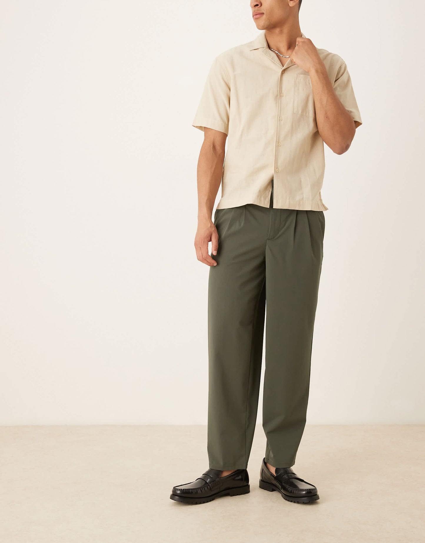 ASOS DESIGN oversized tapered trouser in green