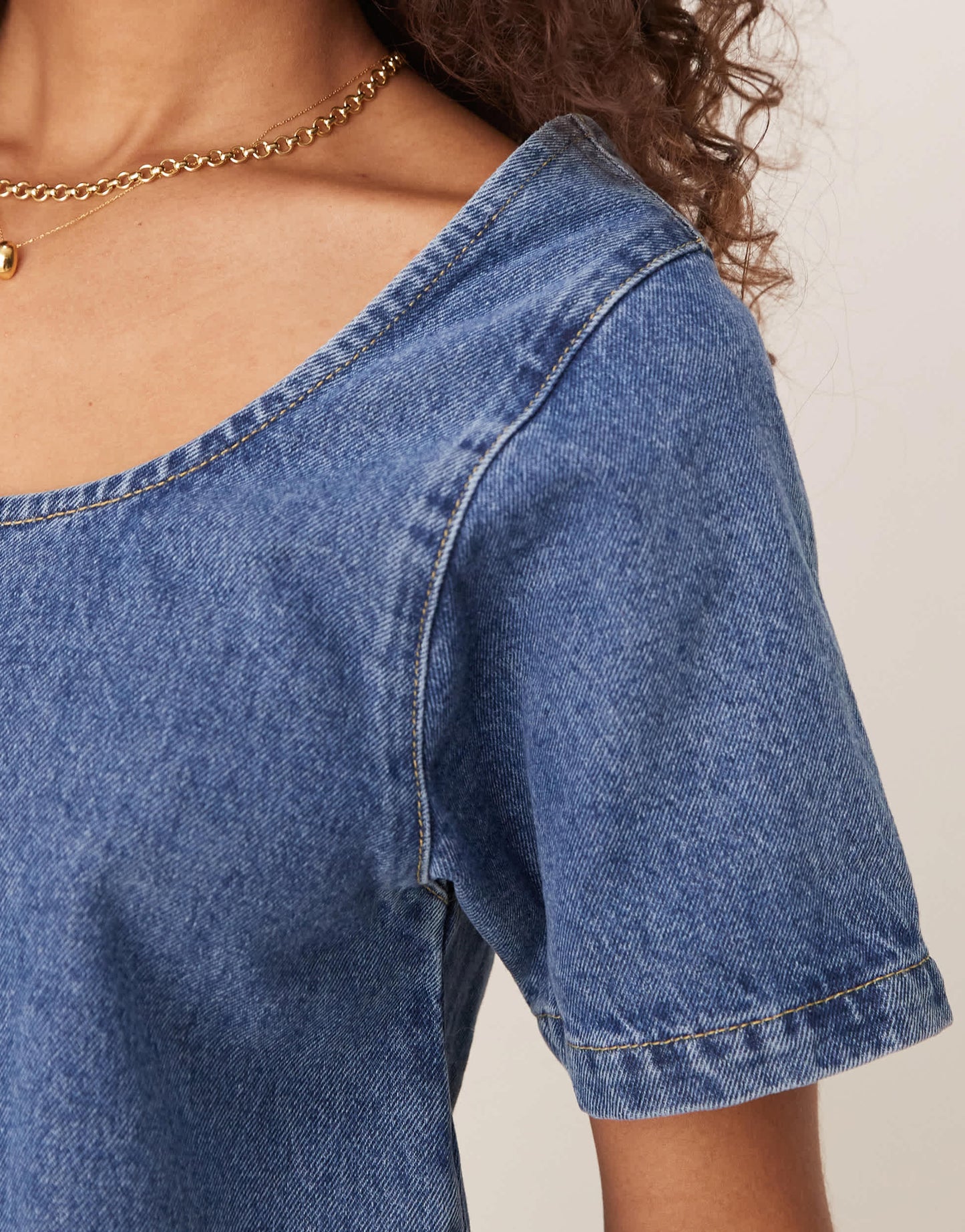 ASOS DESIGN denim scoop neck mini dress