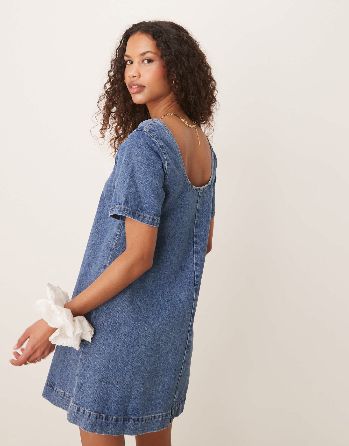 ASOS DESIGN denim scoop neck mini dress