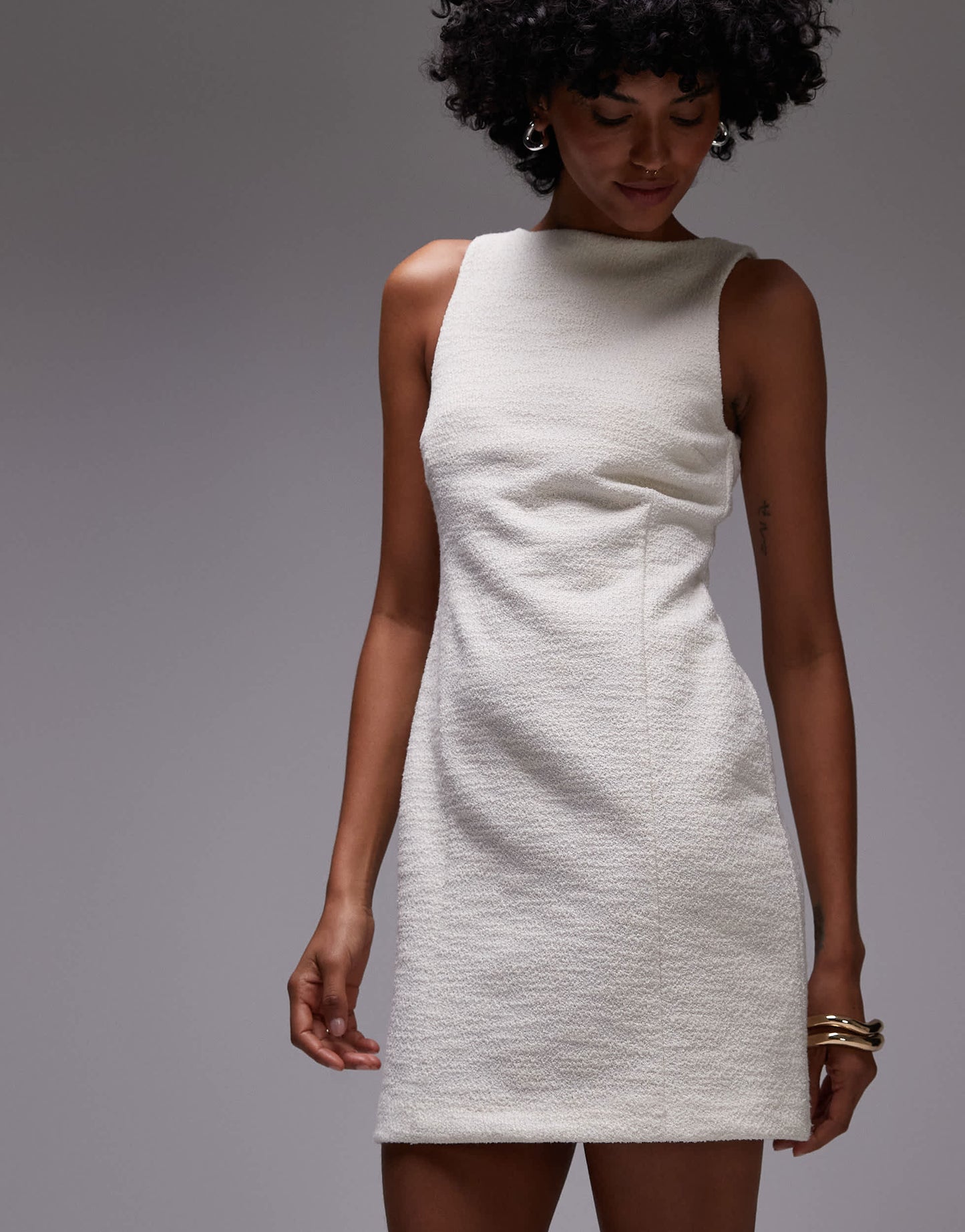 Mango tailored mini shift dress in white