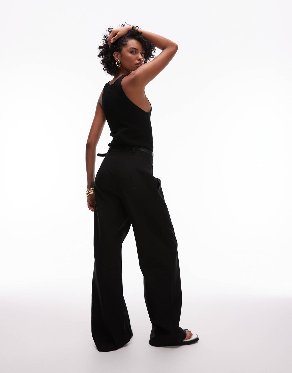 Mango knitted top jumpsuit in black