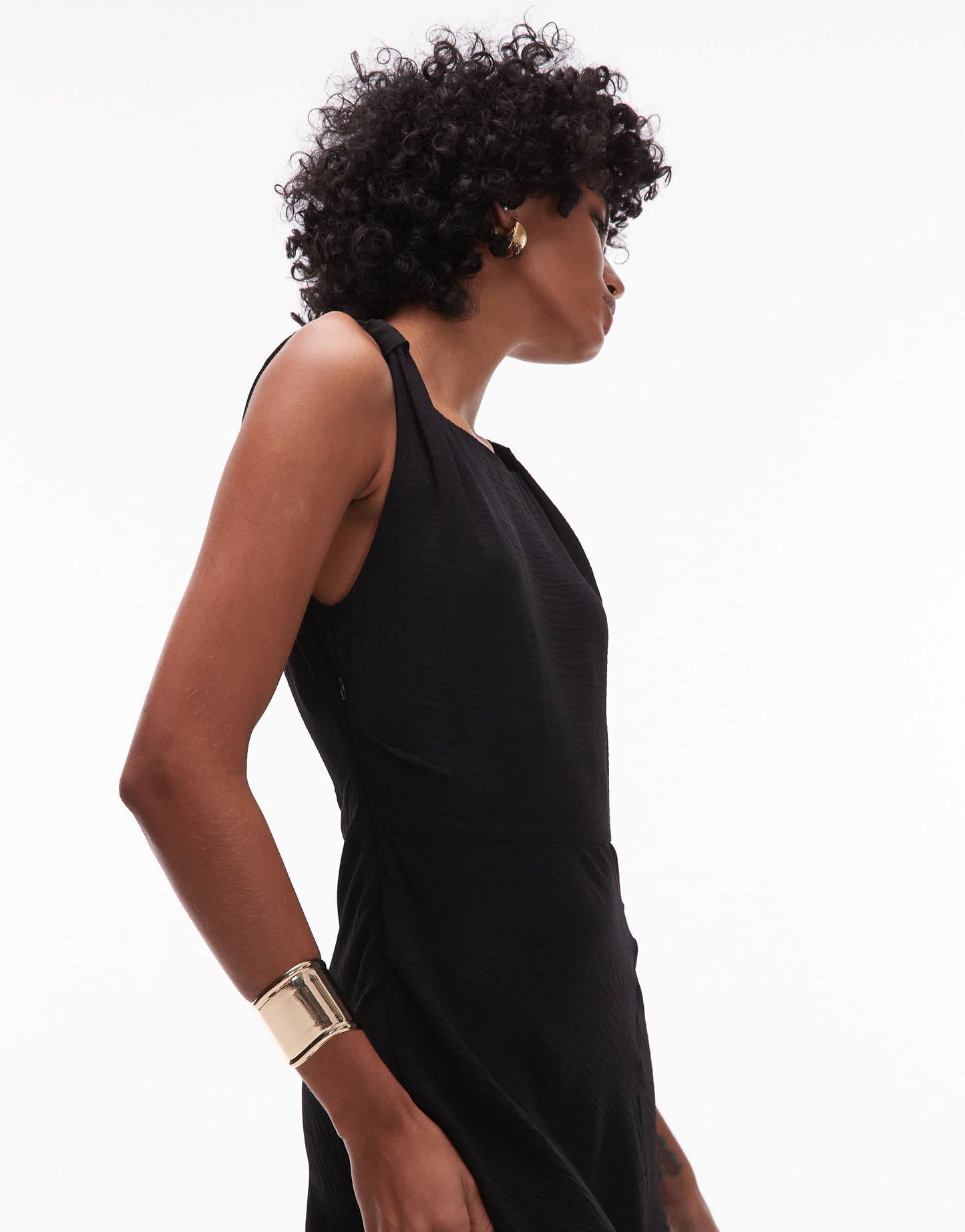 Mango aysmmetric sleeveless maxi dress in black