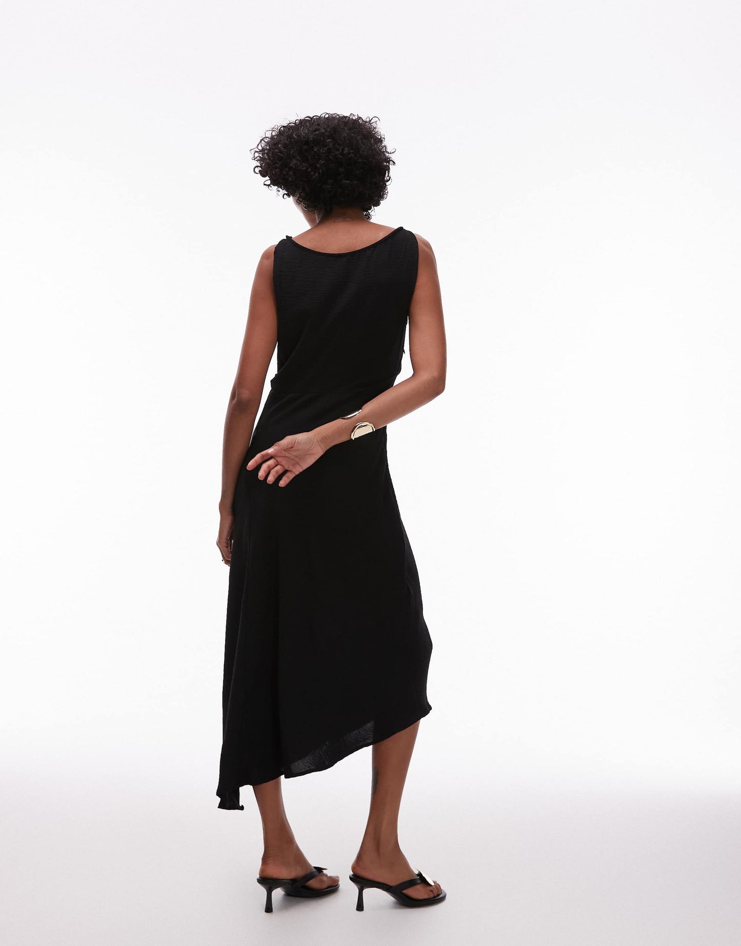 Mango aysmmetric sleeveless maxi dress in black