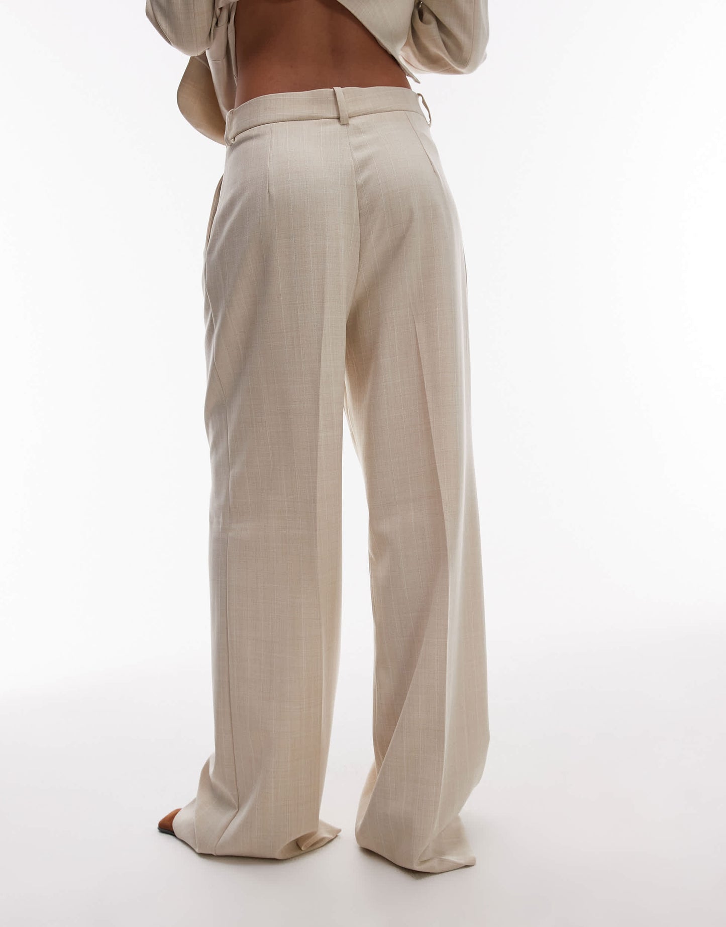 Mango linen look classic straight leg trouser co-ord 6 in pale pink