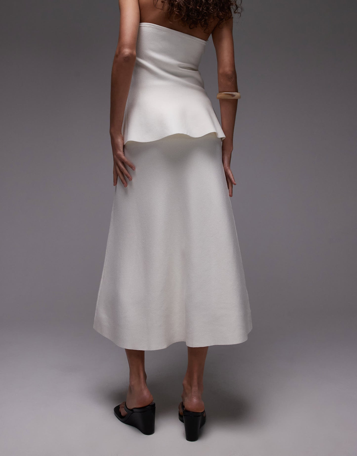 Mango knitted midi skirt co-ord in white