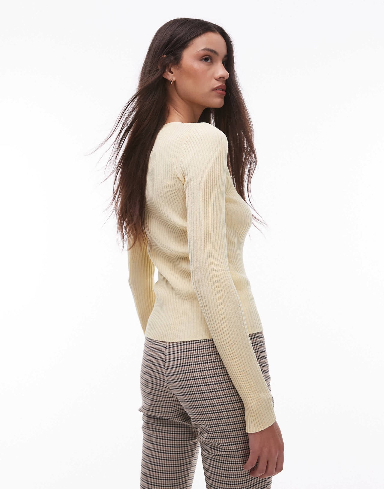 Mango fine rib linen mix cardigan in pale yellow