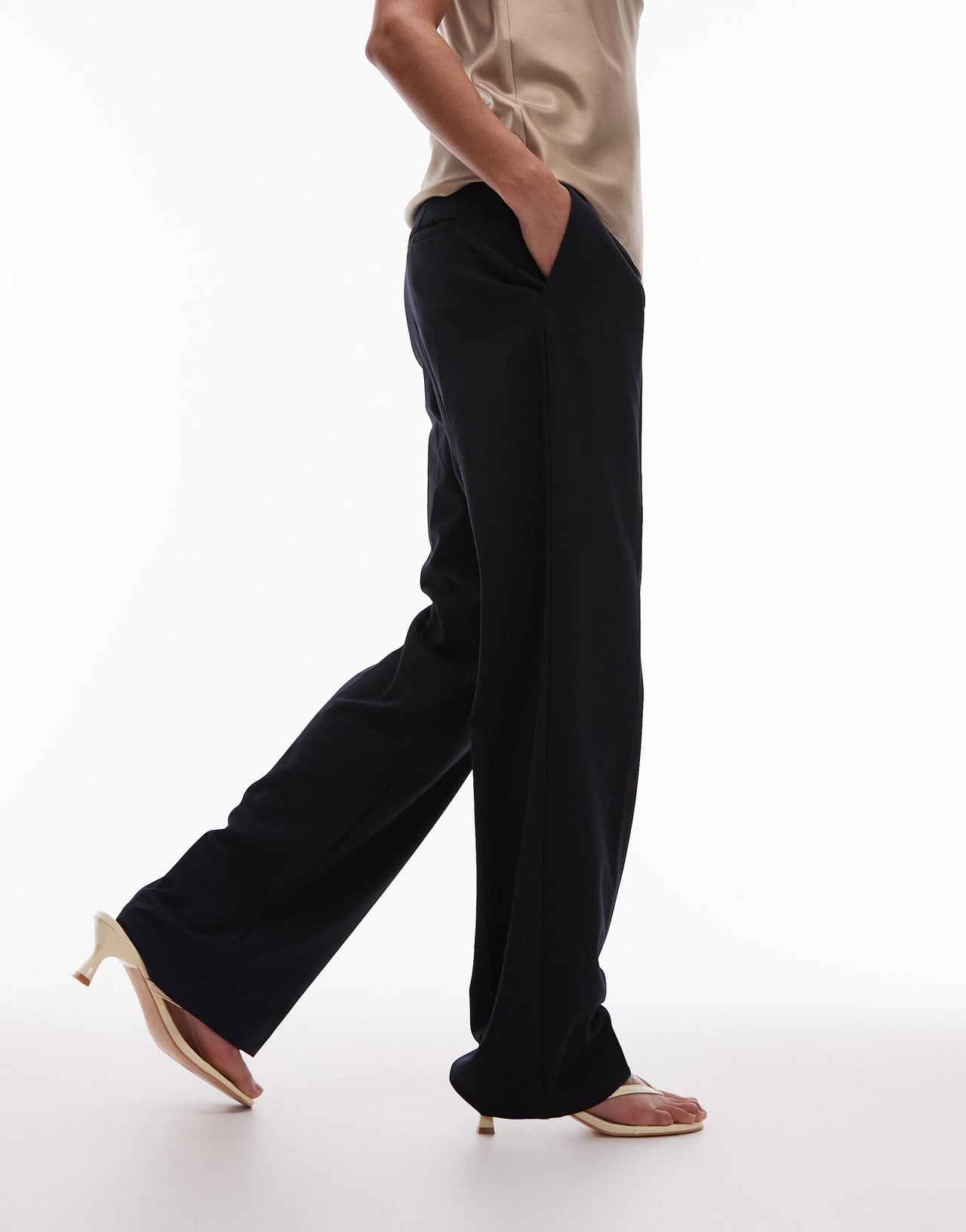 Mango pleat front straight leg trouser in navy