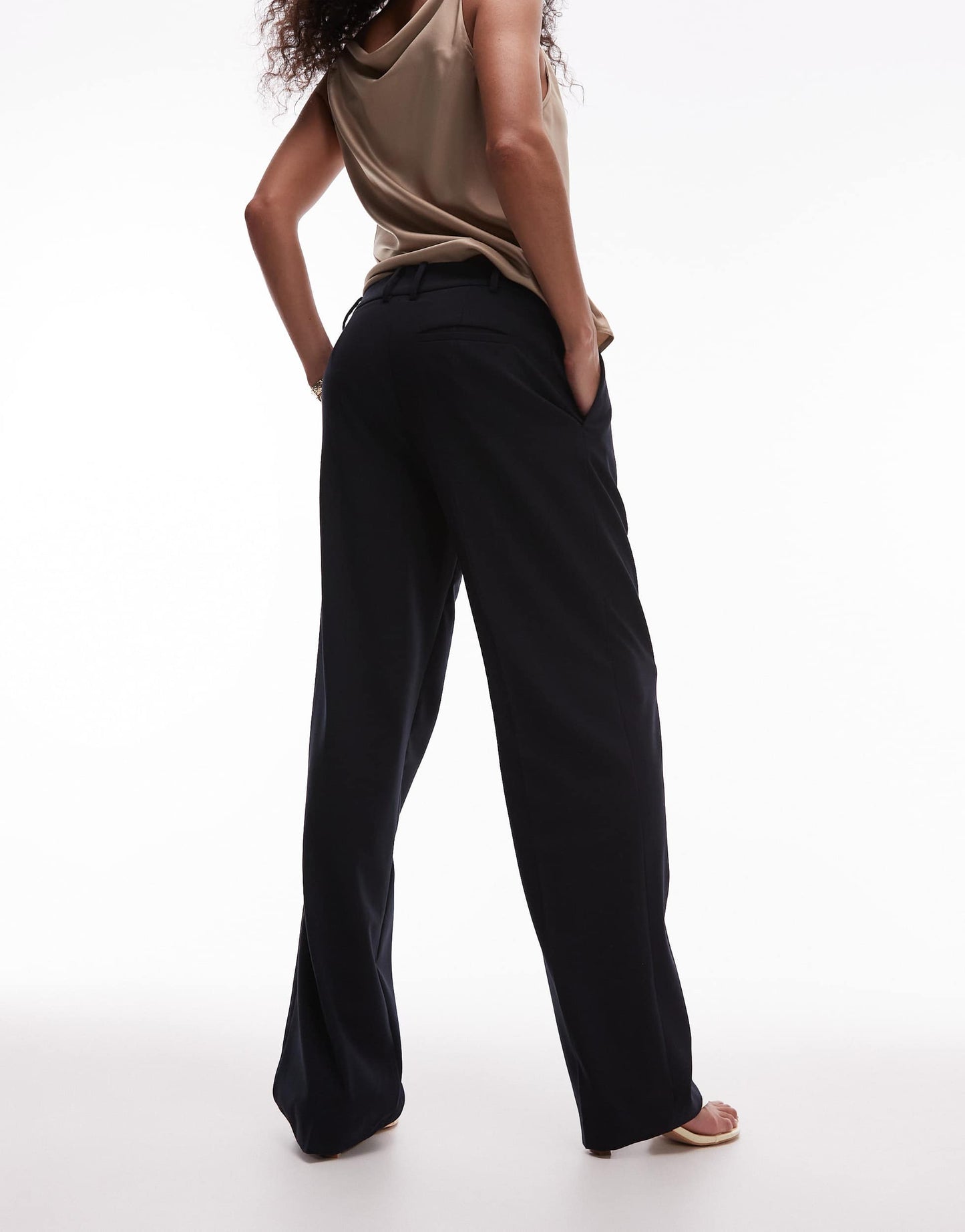 Mango pleat front straight leg trouser in navy