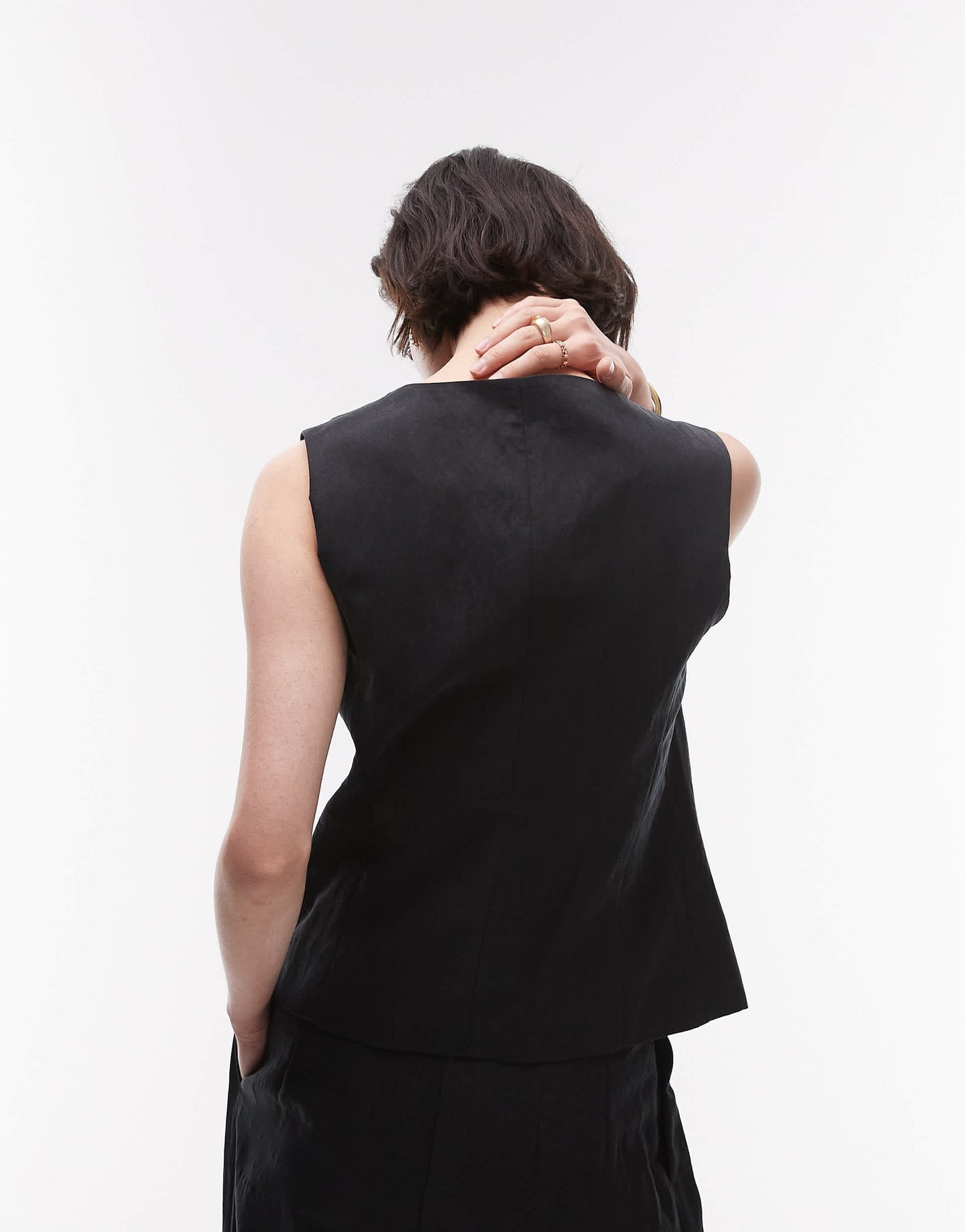 Mango round neck waistcoat co-ord in black