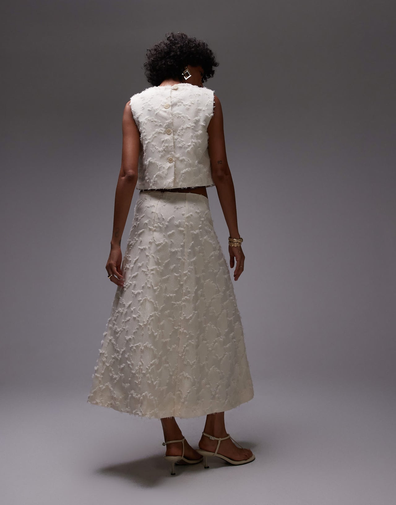 Mango textured midi skirt co-ord in white