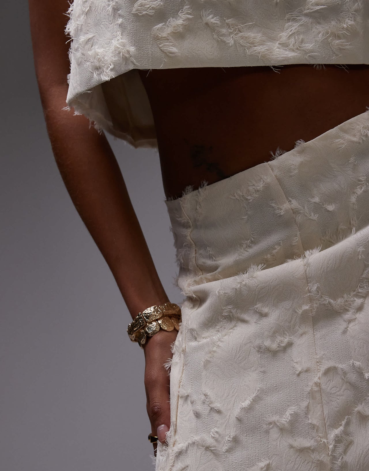 Mango textured midi skirt co-ord in white