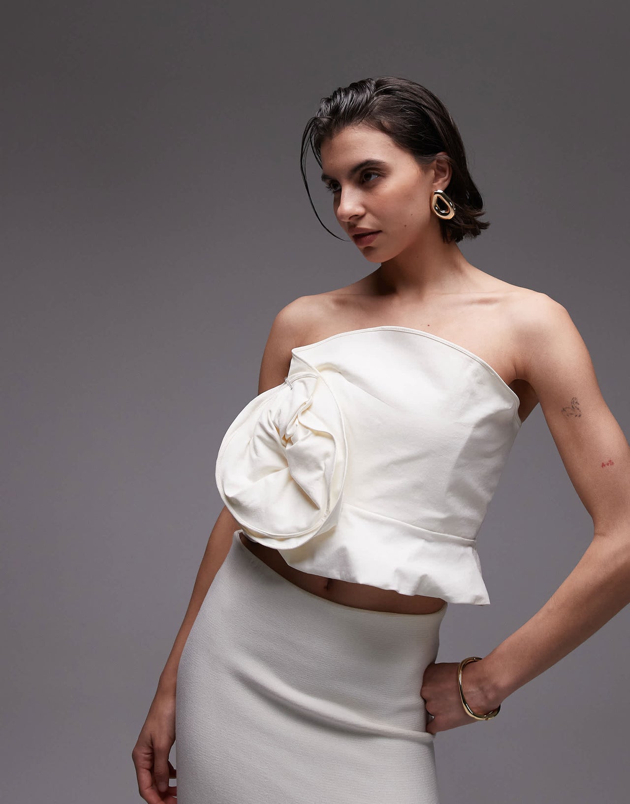 Mango structured 3D floral print in ivory