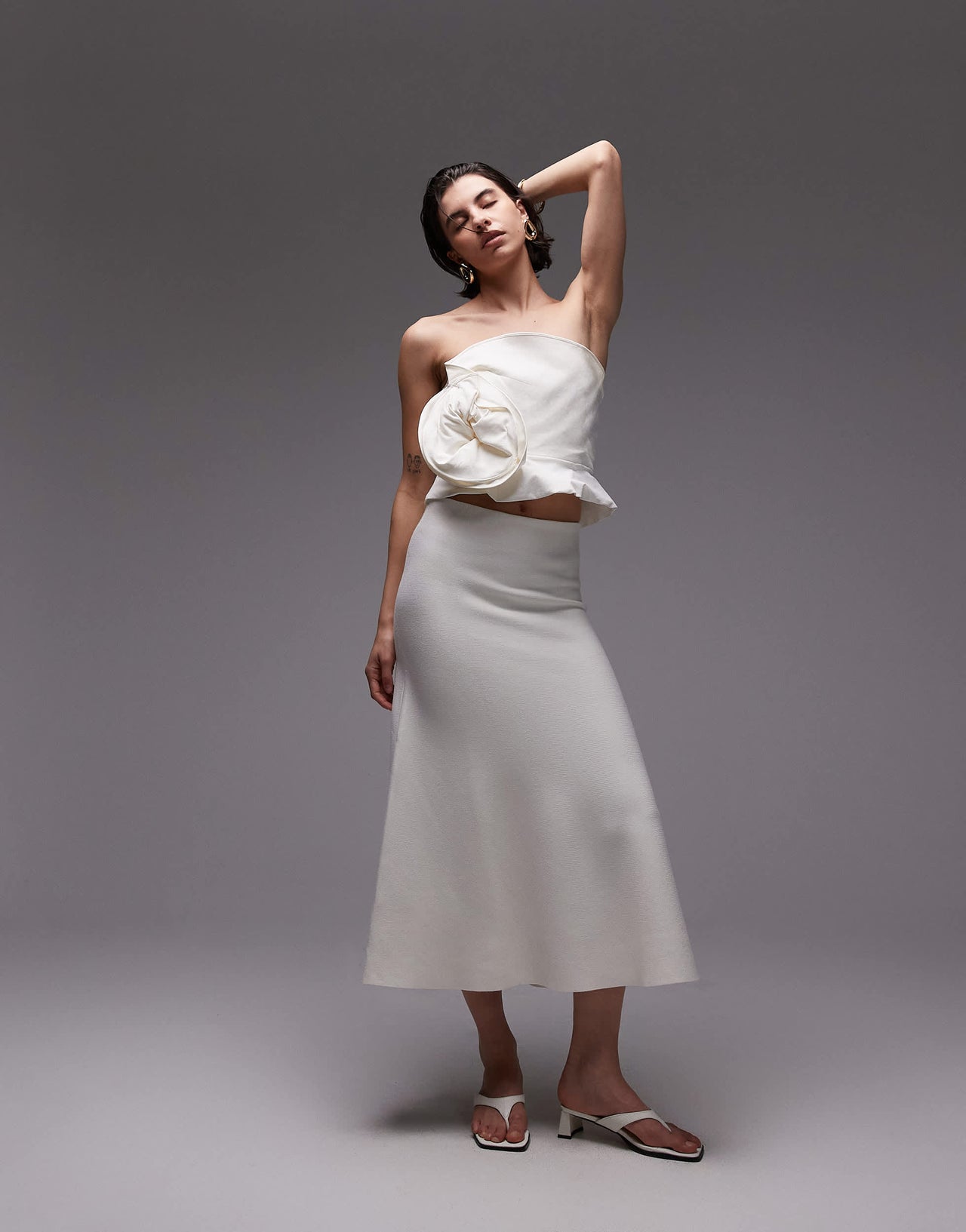 Mango structured 3D floral print in ivory