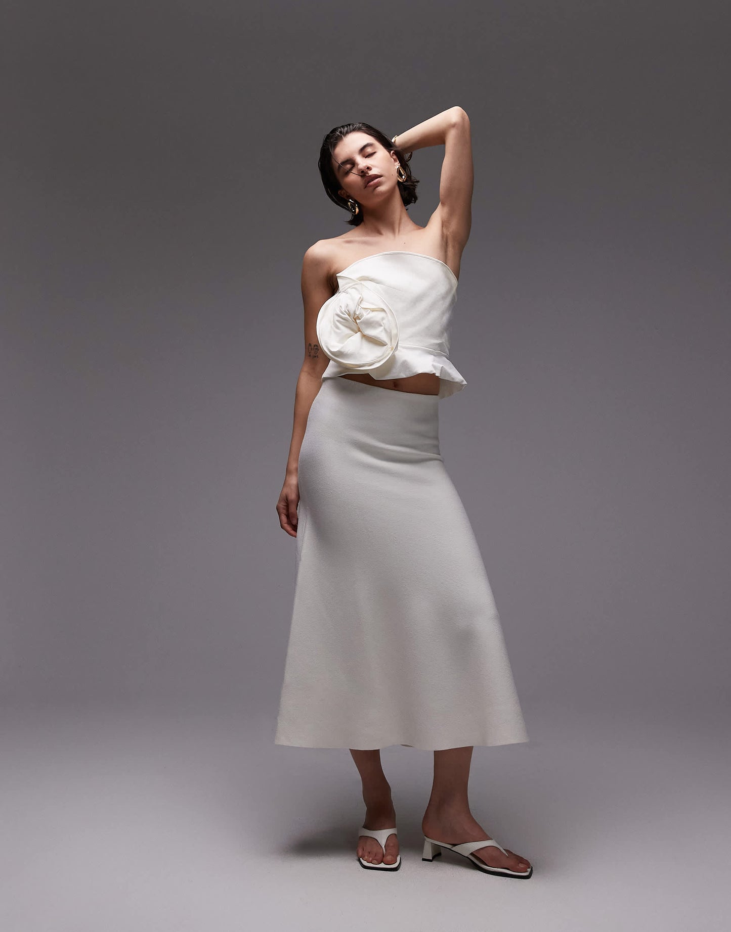 Mango structured 3D floral print in ivory