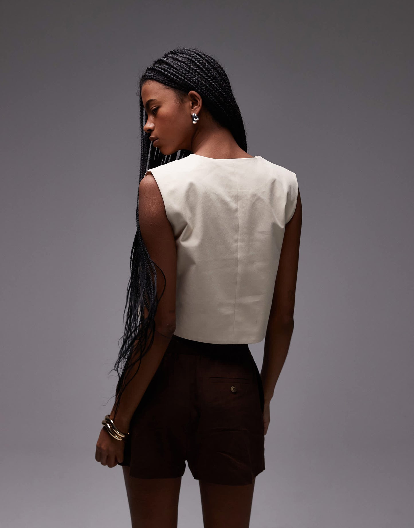 Mango round neck waistcoat in light beige