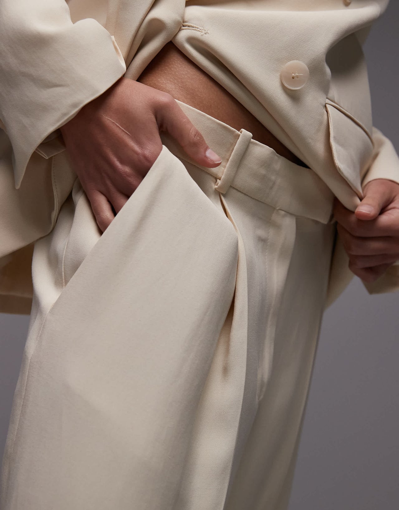 Mango straight leg tailored trouser co-ord in pale yellow