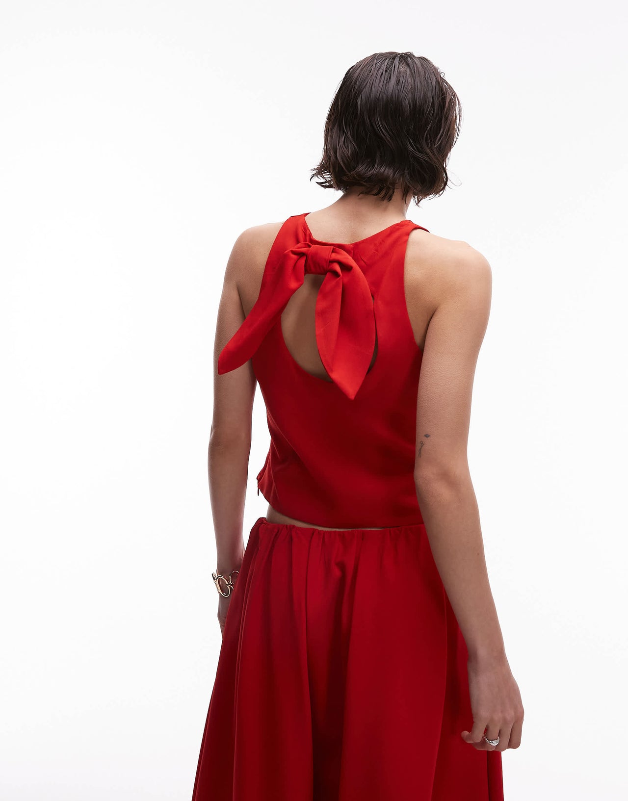 Mango bow detail open back top co-ord in red