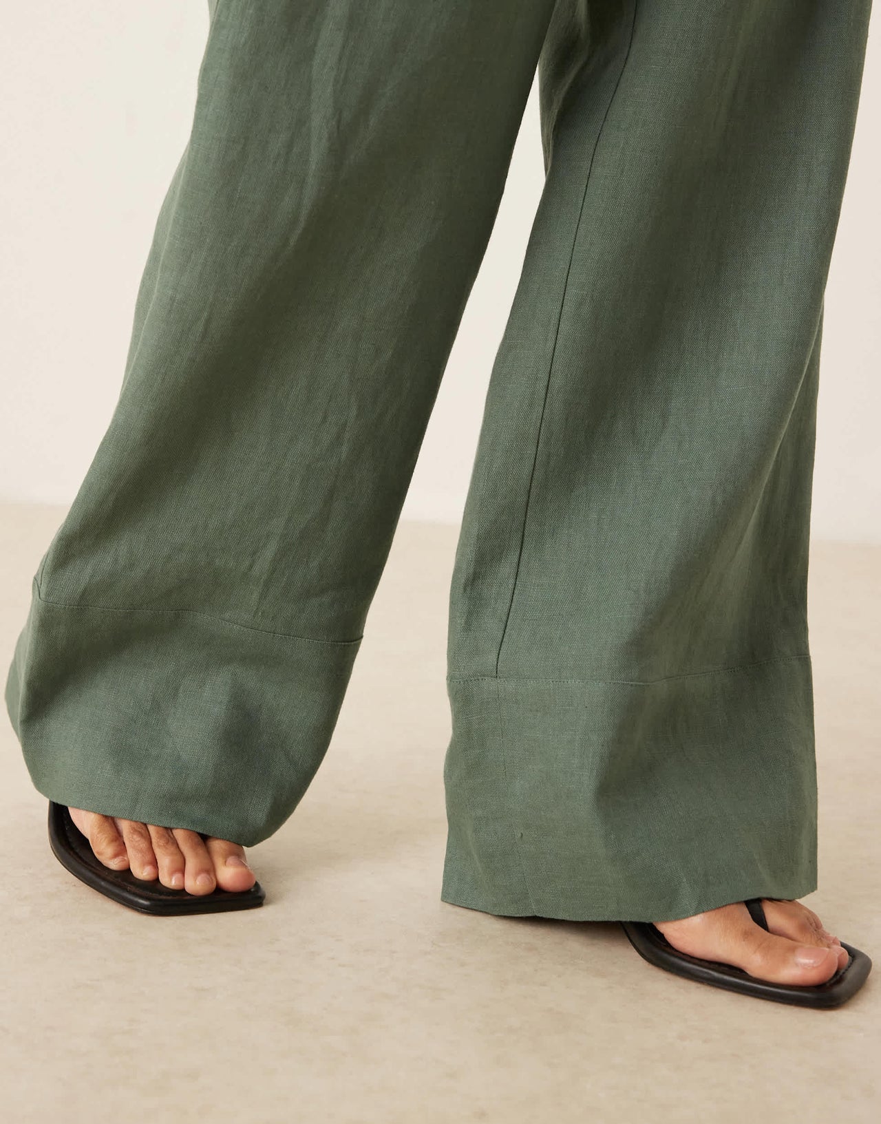 Mango linen slouchy tie waist trouser co-ord in sage green