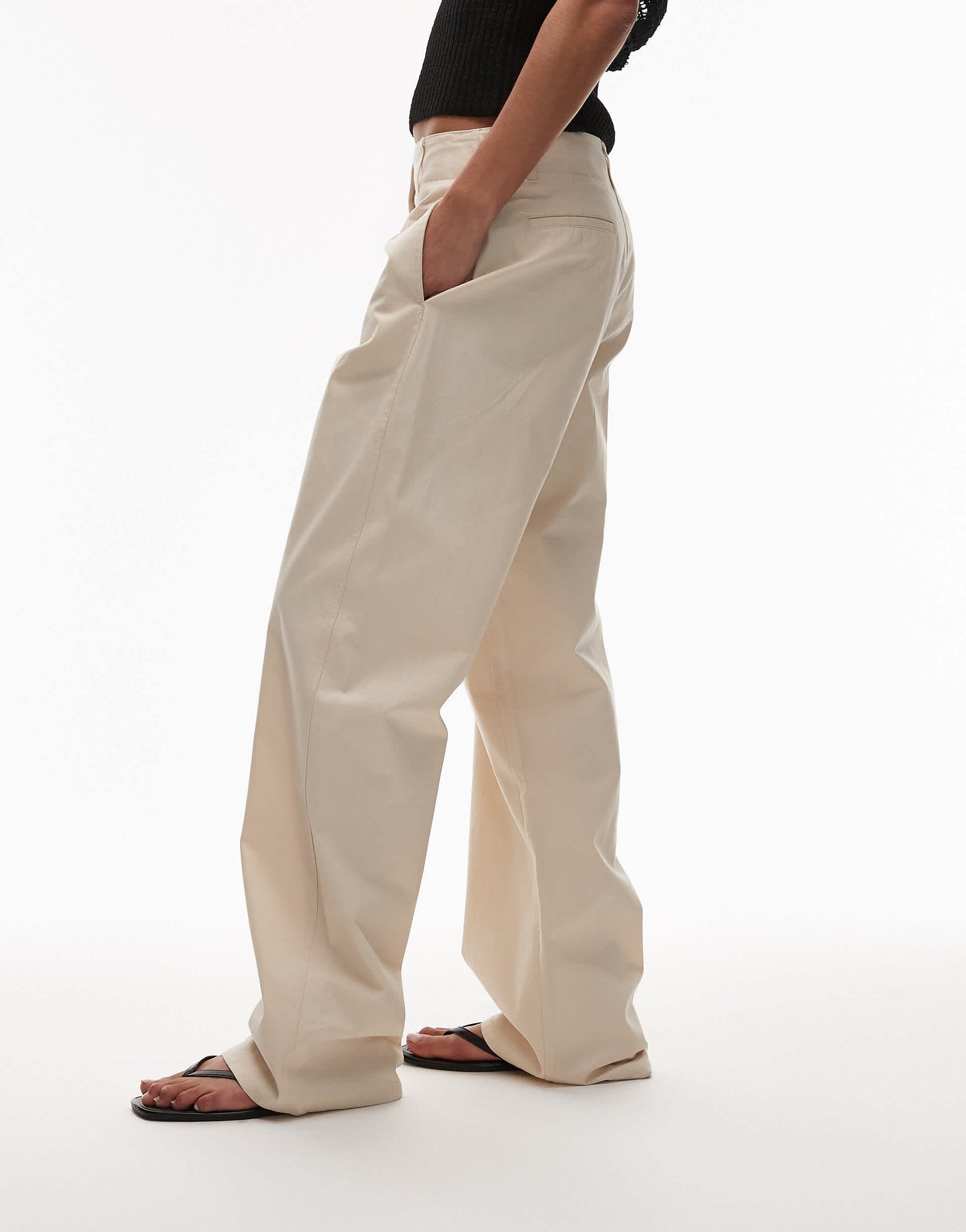 Mango concealed button slim trouser in light beige